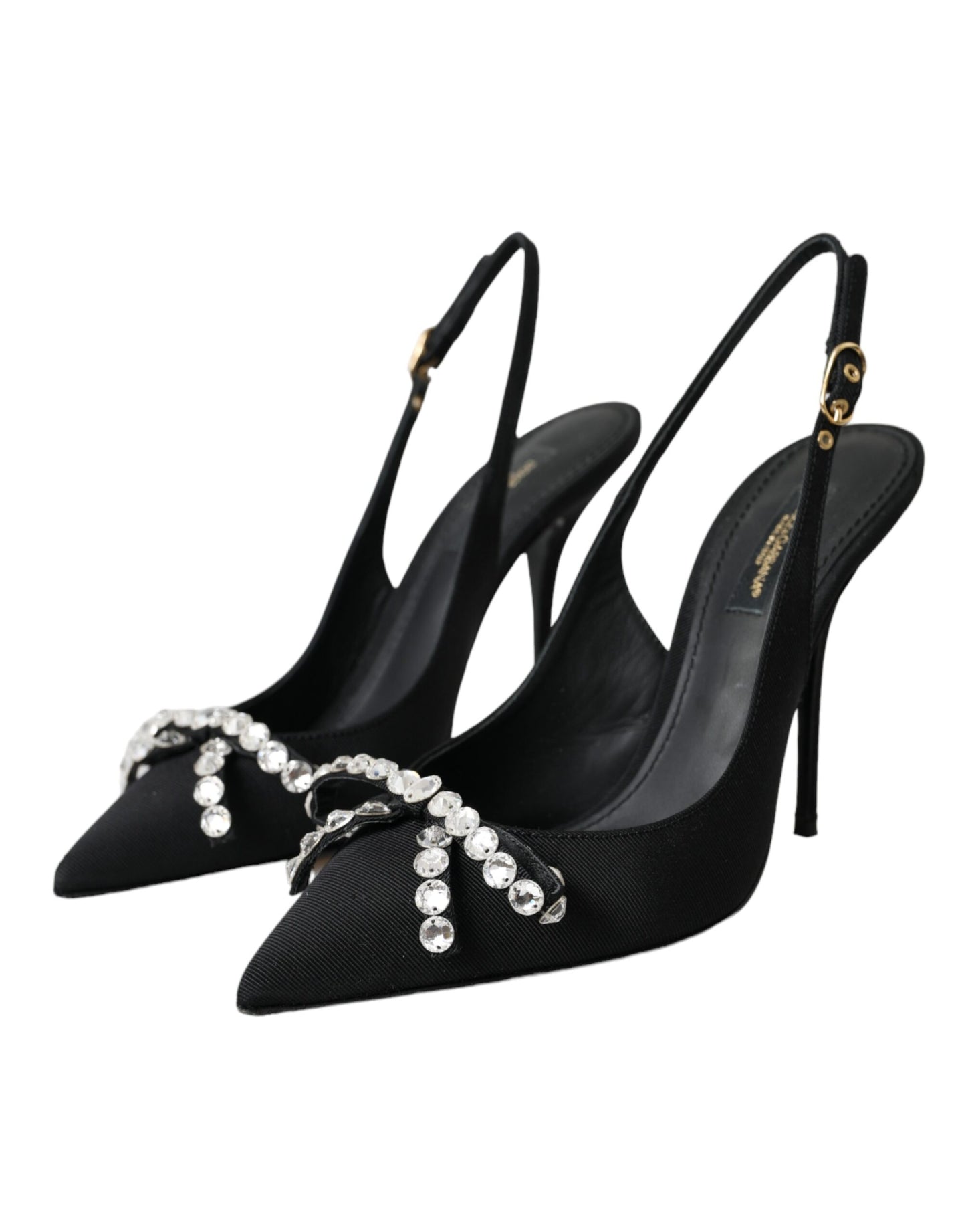 Dolce &amp; Gabbana Black Crystal-Embellished Slingback Shoes