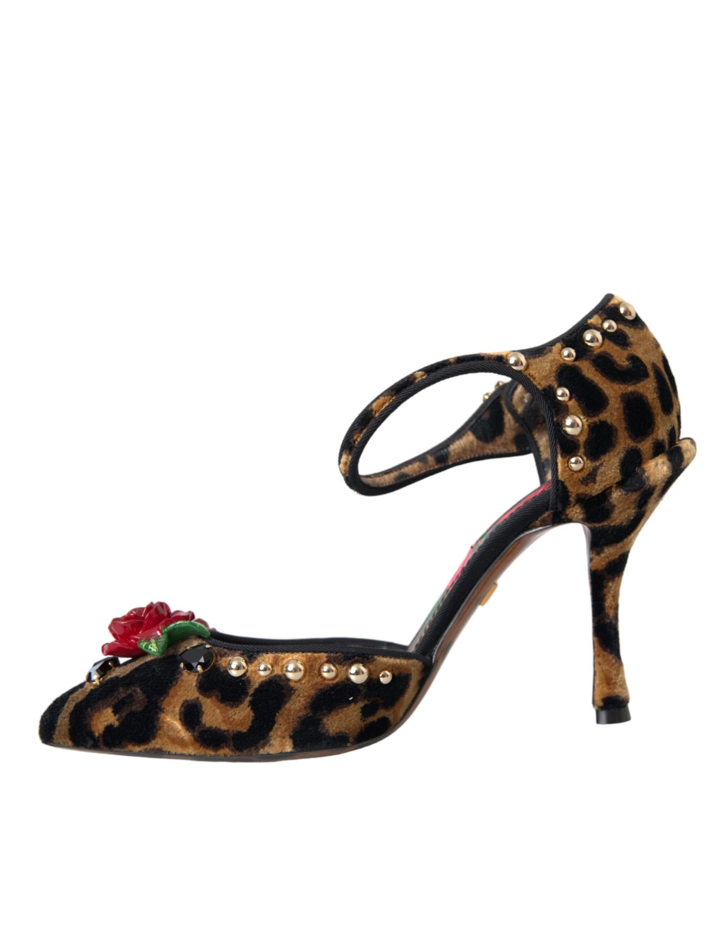 Dolce &amp; Gabbana Brown Leopard Floral Crystal Mary Janes Pumps -kengät