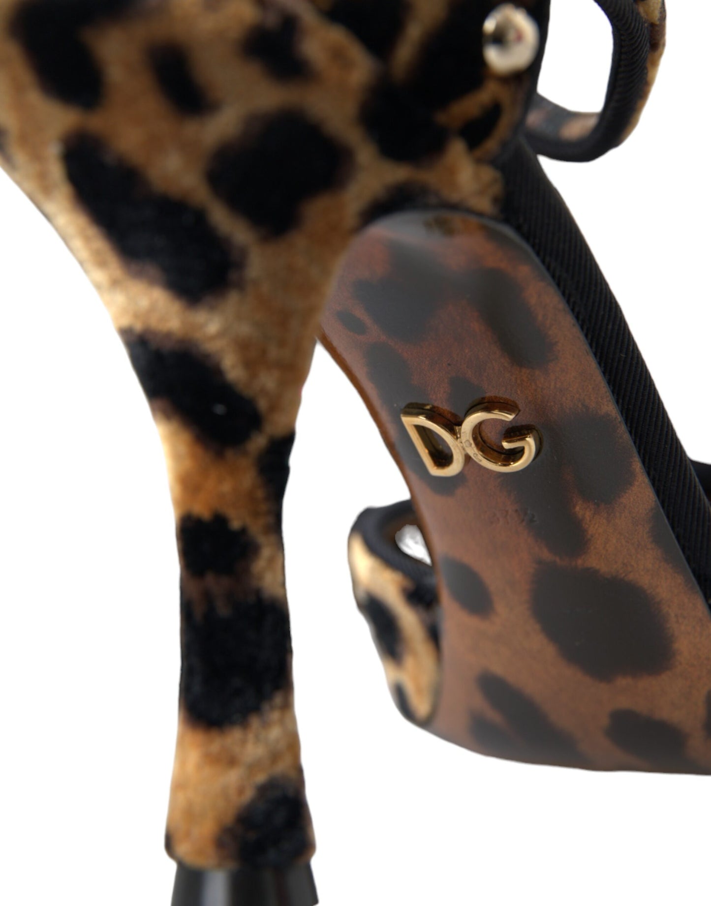 Dolce &amp; Gabbana Brown Leopard Floral Crystal Mary Janes Pumps -kengät