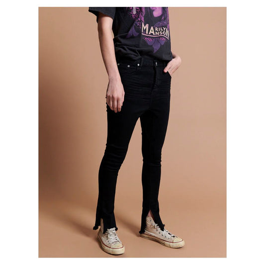 One Teaspoon Black Cotton High Waist Skinny Jeans for Women