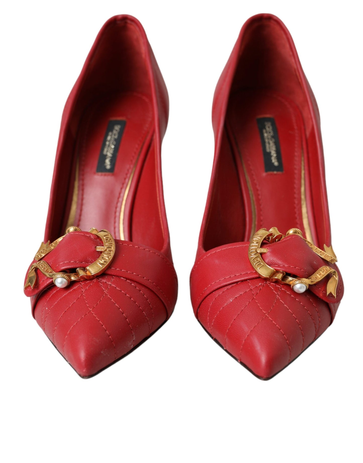 Dolce &amp; Gabbana Red Devotion Leather Heels Pumps -kengät