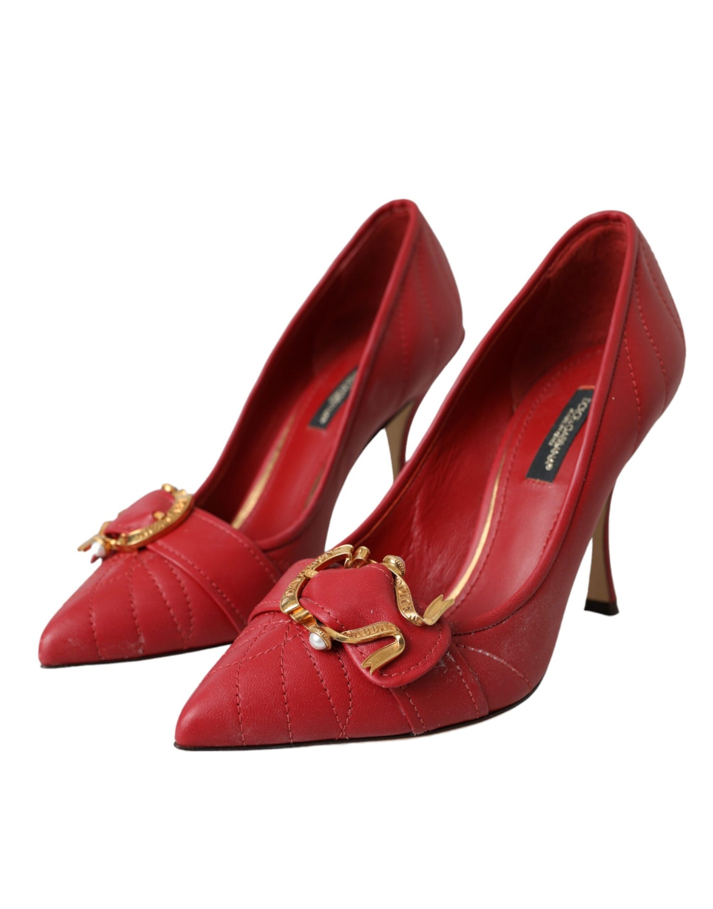 Dolce &amp; Gabbana Red Devotion Leather Heels Pumps -kengät