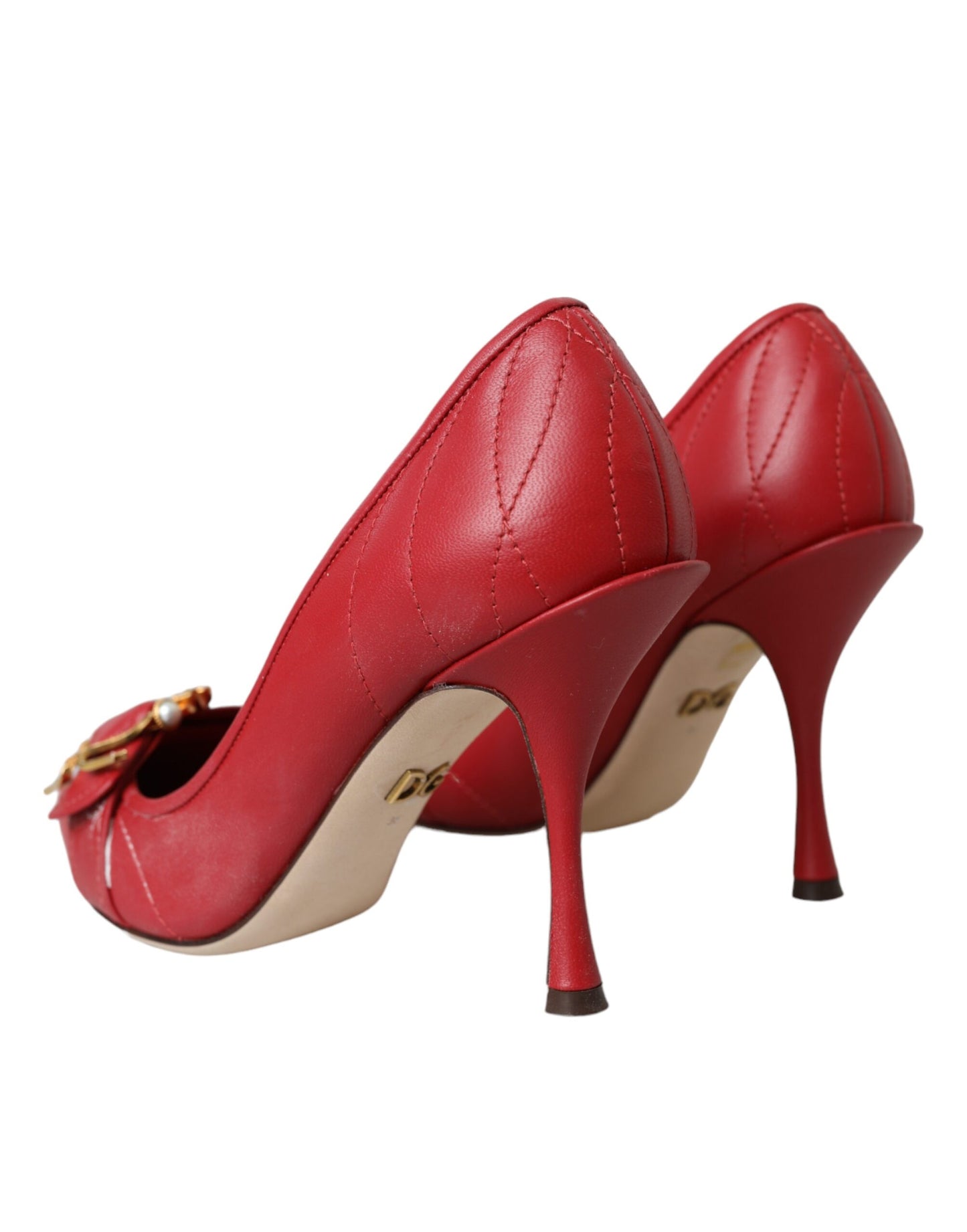 Dolce &amp; Gabbana Red Devotion Leather Heels Pumps -kengät