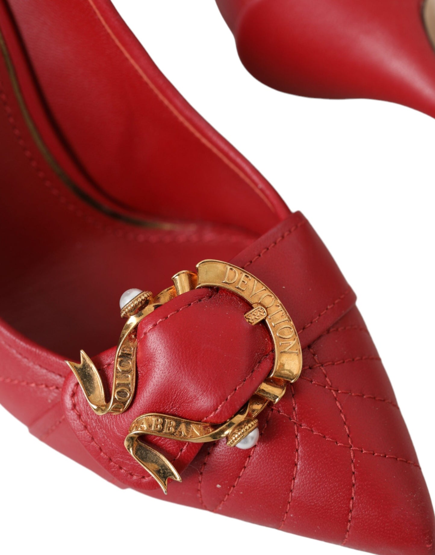 Dolce &amp; Gabbana Red Devotion Leather Heels Pumps -kengät