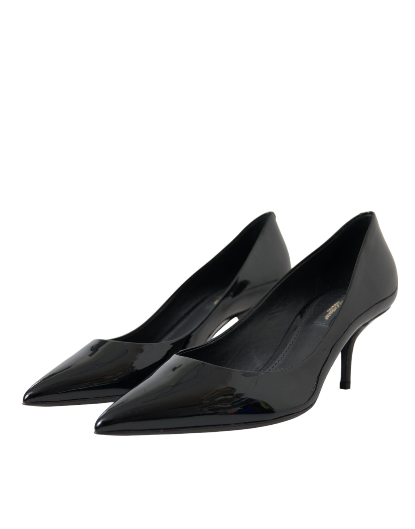 Dolce &amp; Gabbana Black Patent Leather Heels Pumps -kengät