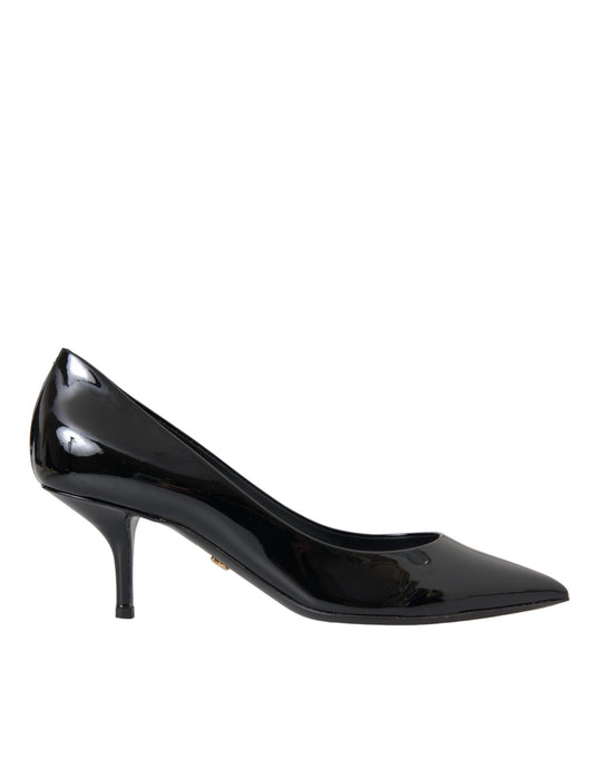 Dolce &amp; Gabbana Black Patent Leather Heels Pumps -kengät