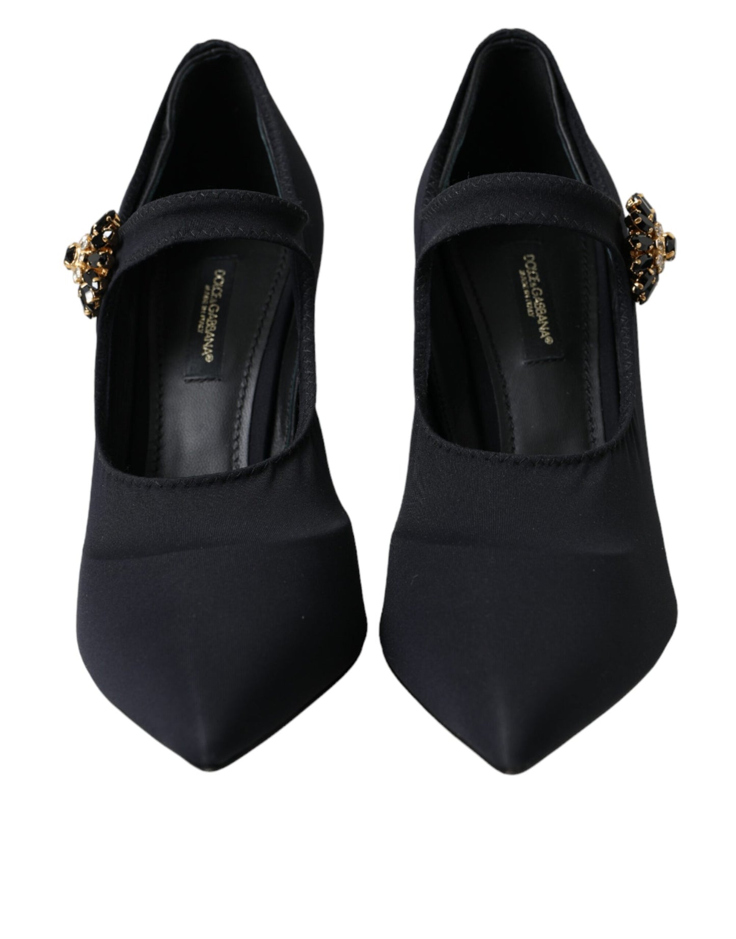 Dolce &amp; Gabbana Black Mary Jane Jersey Crystal Pumps -kengät