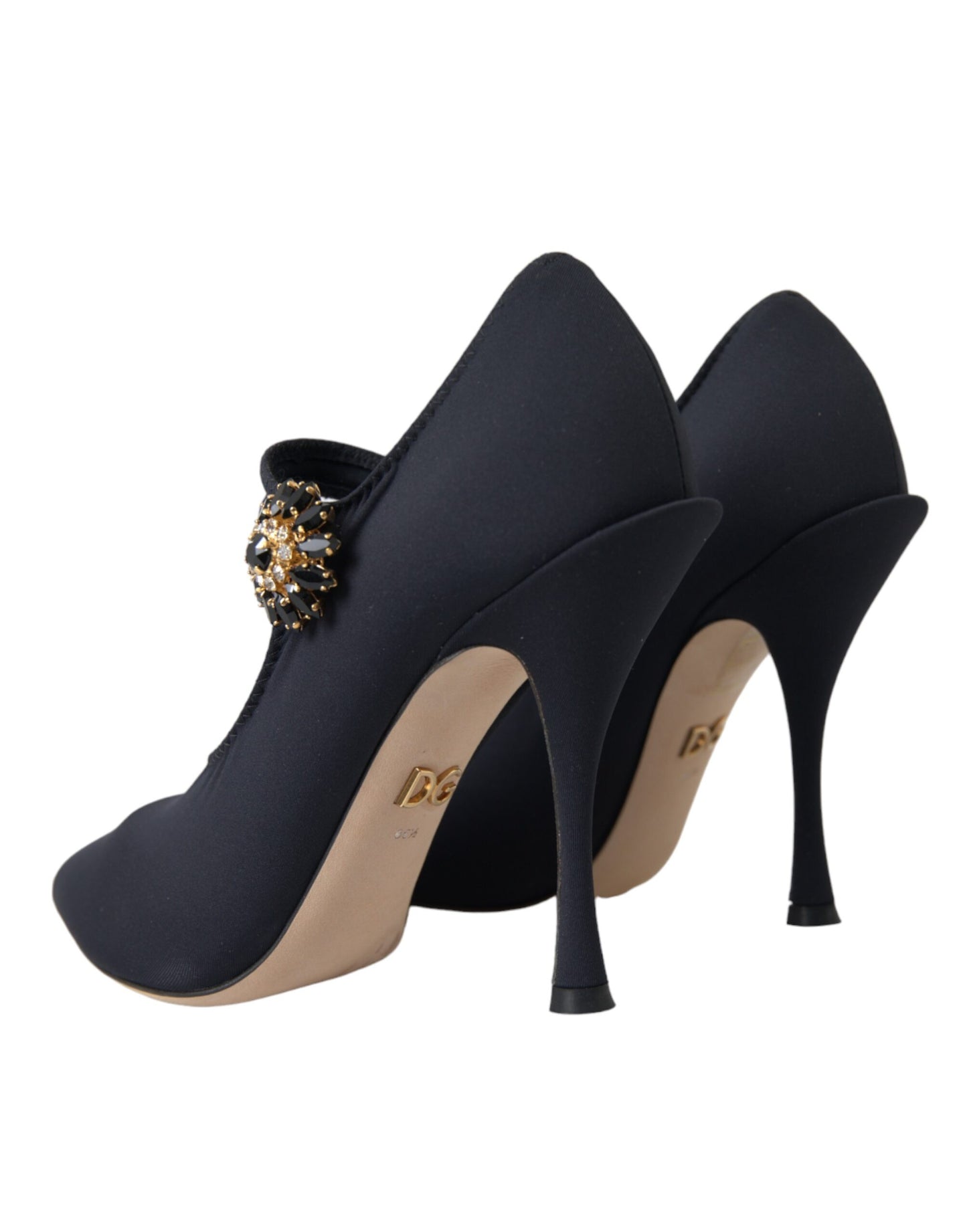 Dolce &amp; Gabbana Black Mary Jane Jersey Crystal Pumps -kengät