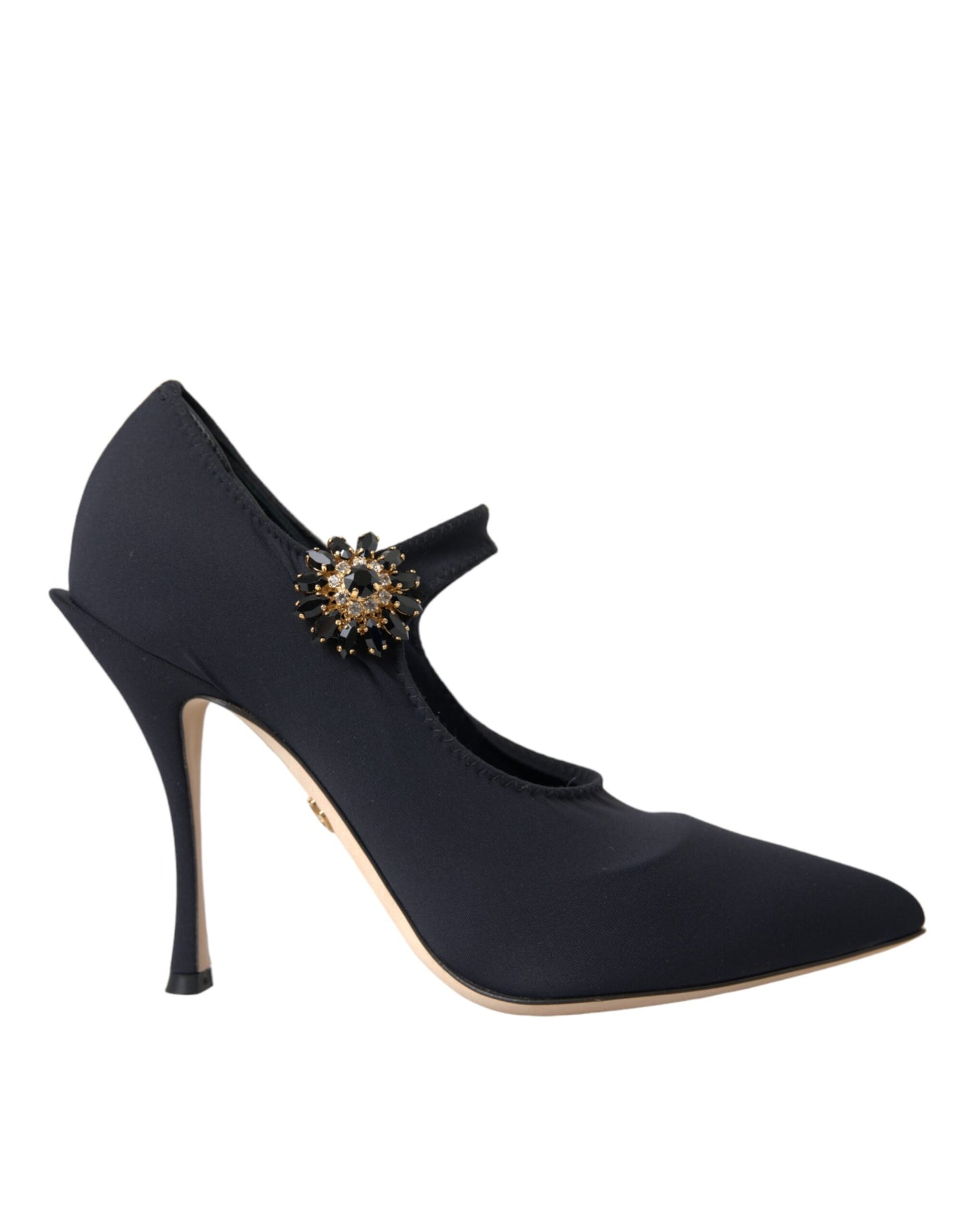 Dolce &amp; Gabbana Black Mary Jane Jersey Crystal Pumps -kengät