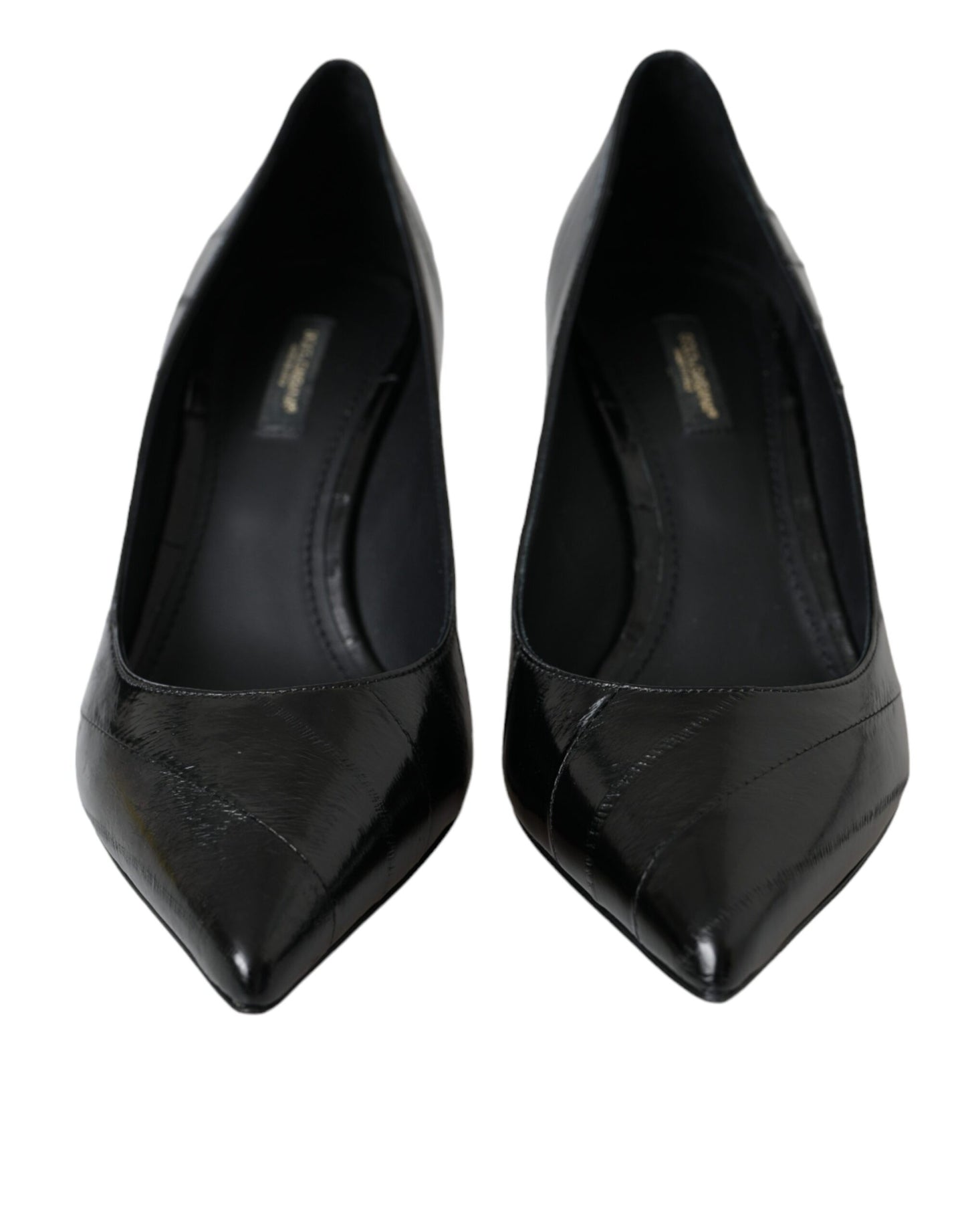 Dolce &amp; Gabbana Black Eel Leather Kitten Heels Pumps Shoes