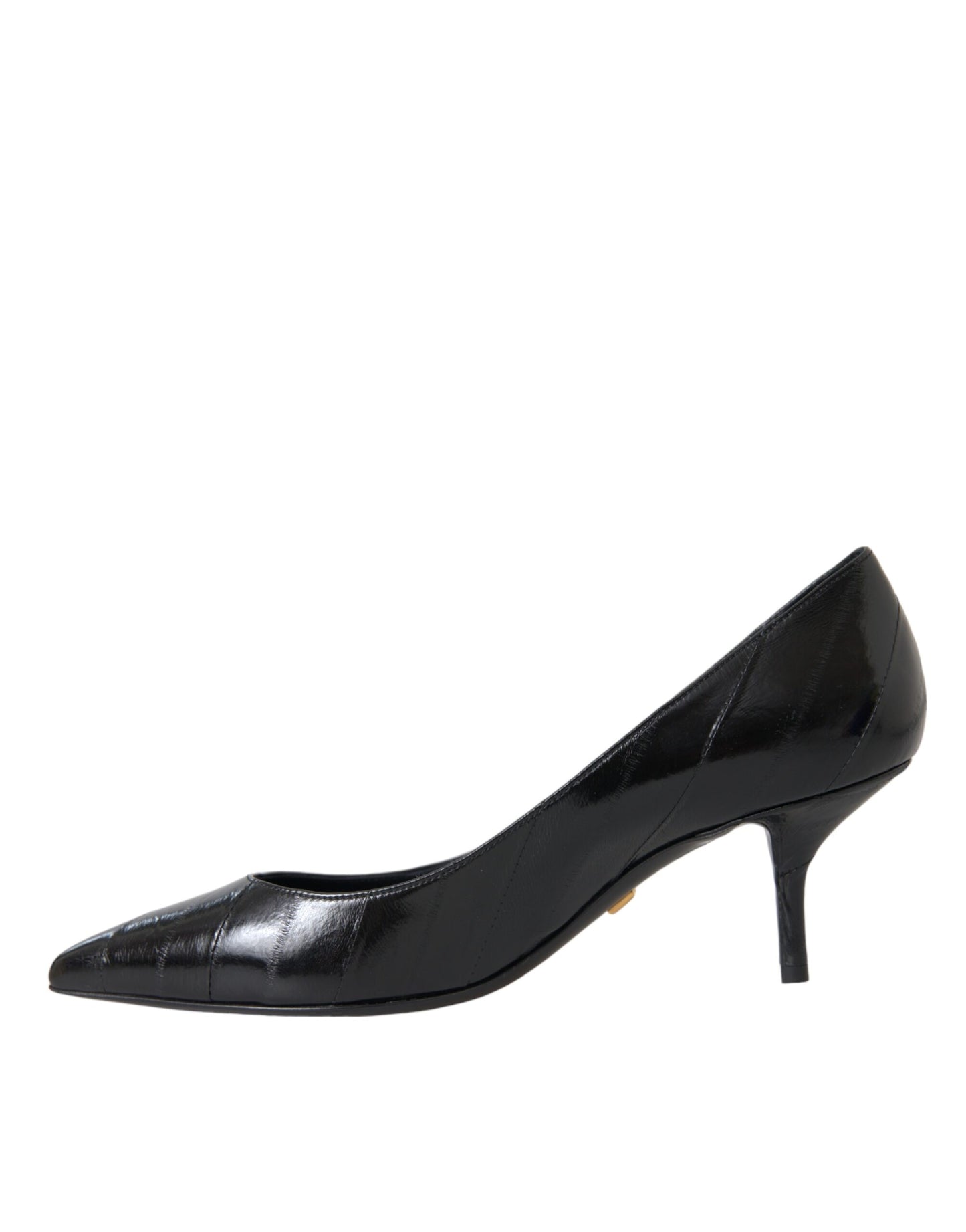 Dolce &amp; Gabbana Black Eel Leather Kitten Heels Pumps Shoes