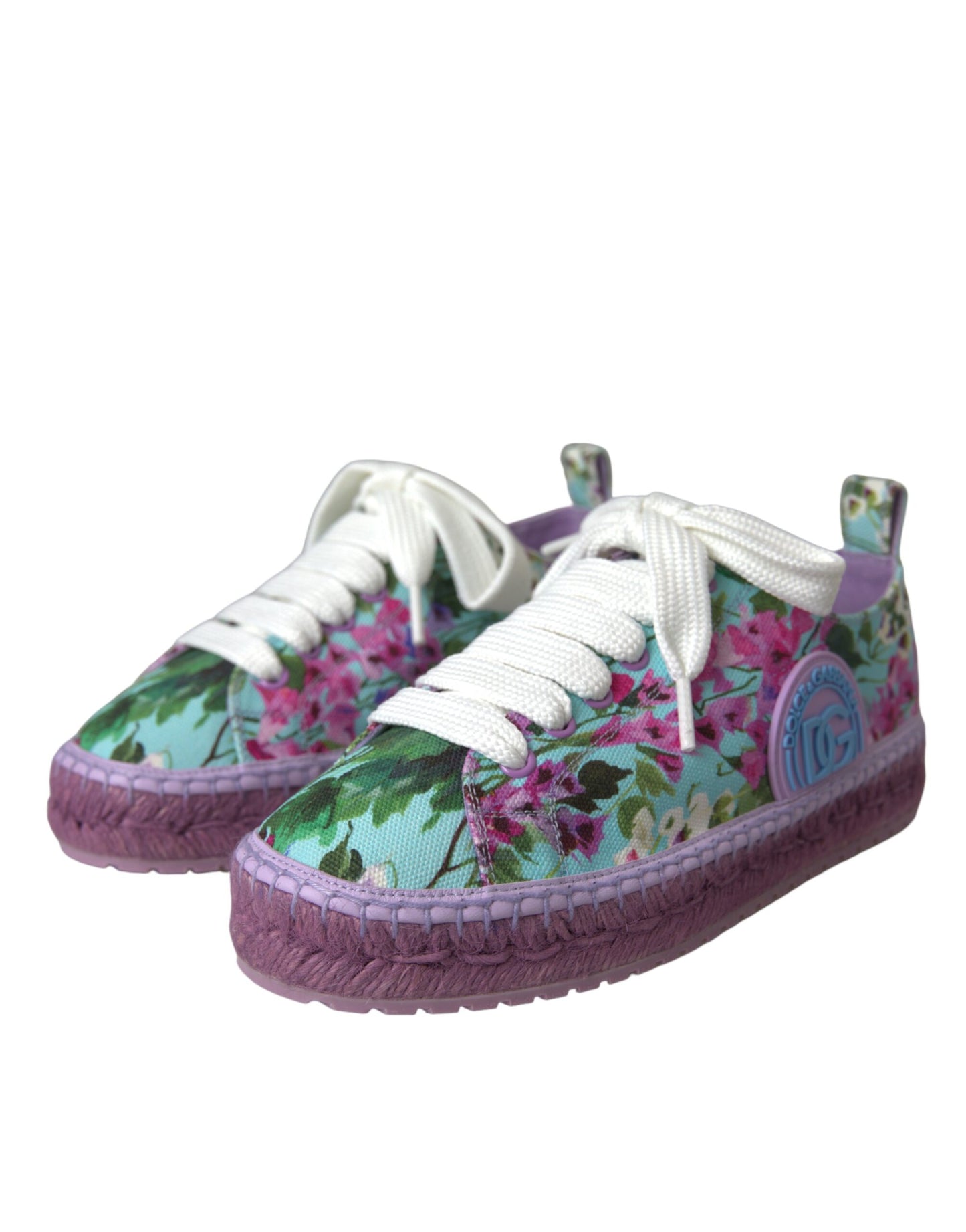 Dolce &amp; Gabbana Multicolor Canvas Floral Espadrilles Sneakers Shoes