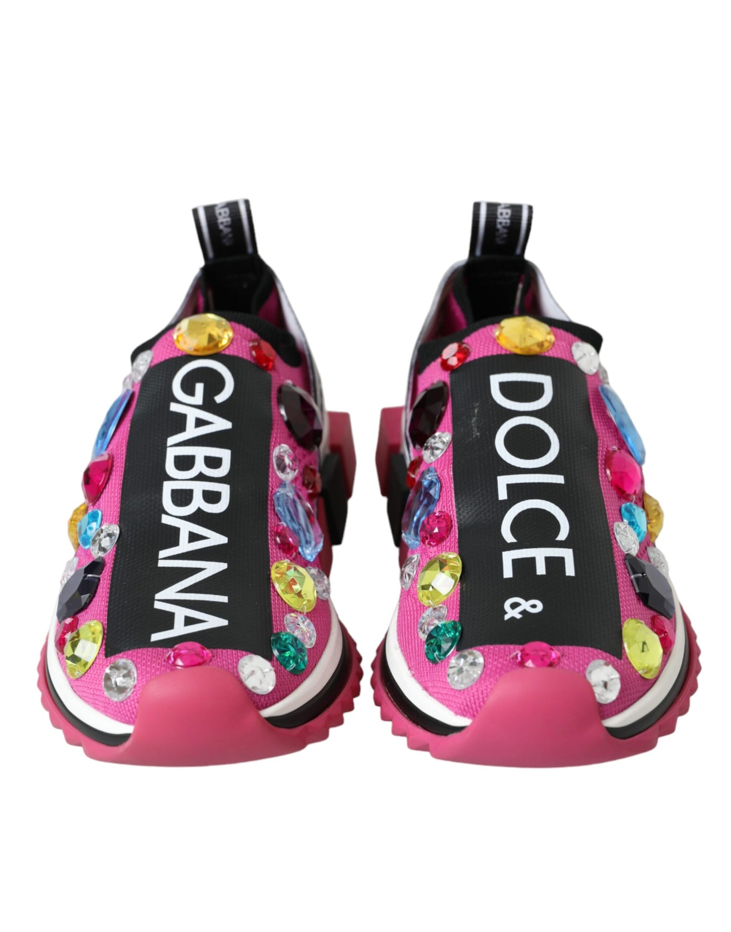 Dolce &amp; Gabbana Pink Sorrento Crystals Sneakers Shoes