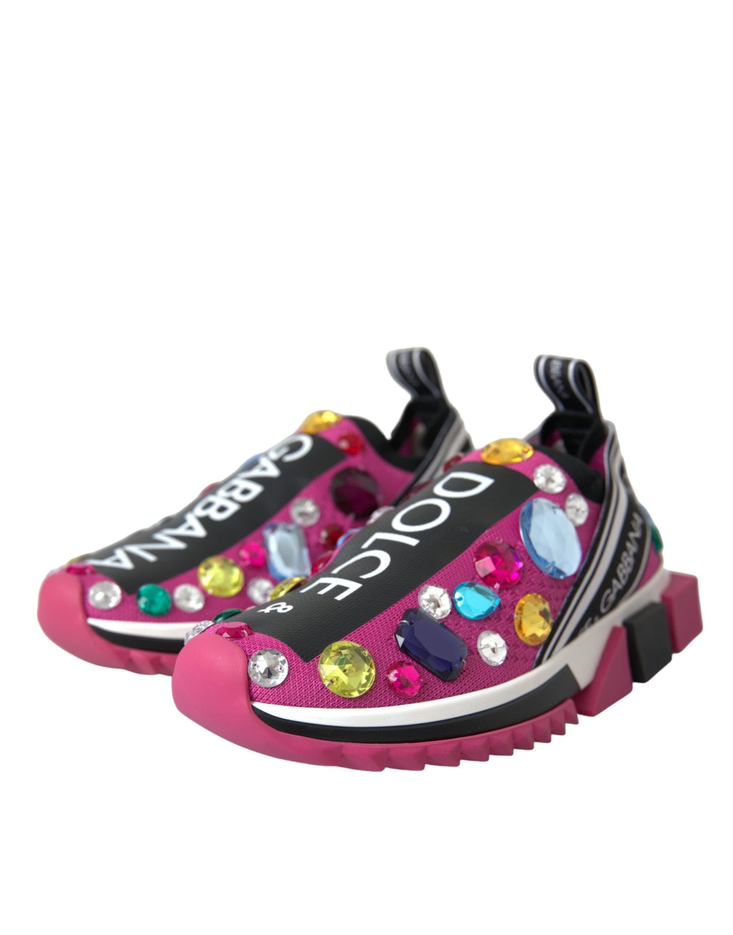 Dolce &amp; Gabbana Pink Sorrento Crystals Sneakers Shoes