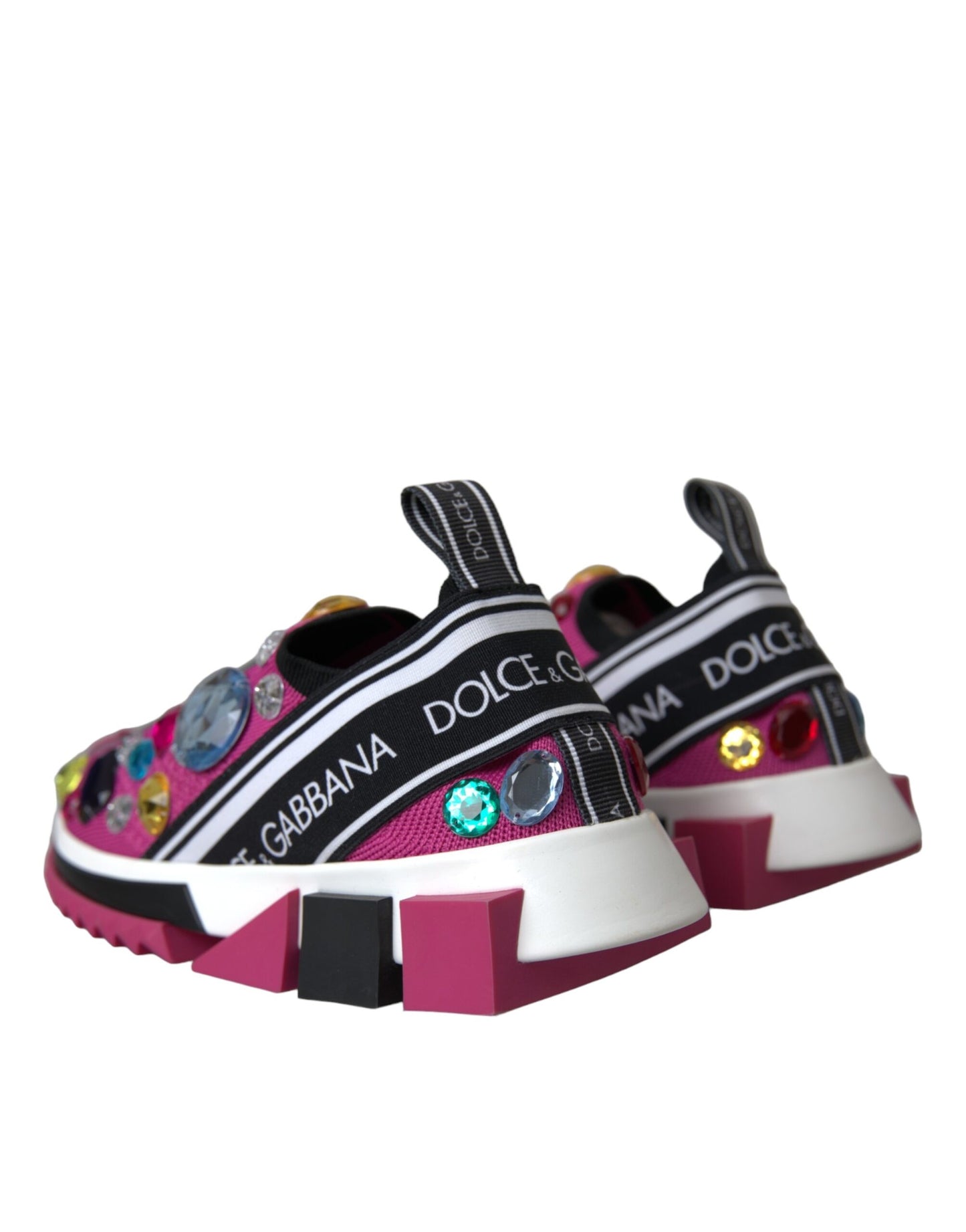 Dolce &amp; Gabbana Pink Sorrento Crystals Sneakers Shoes