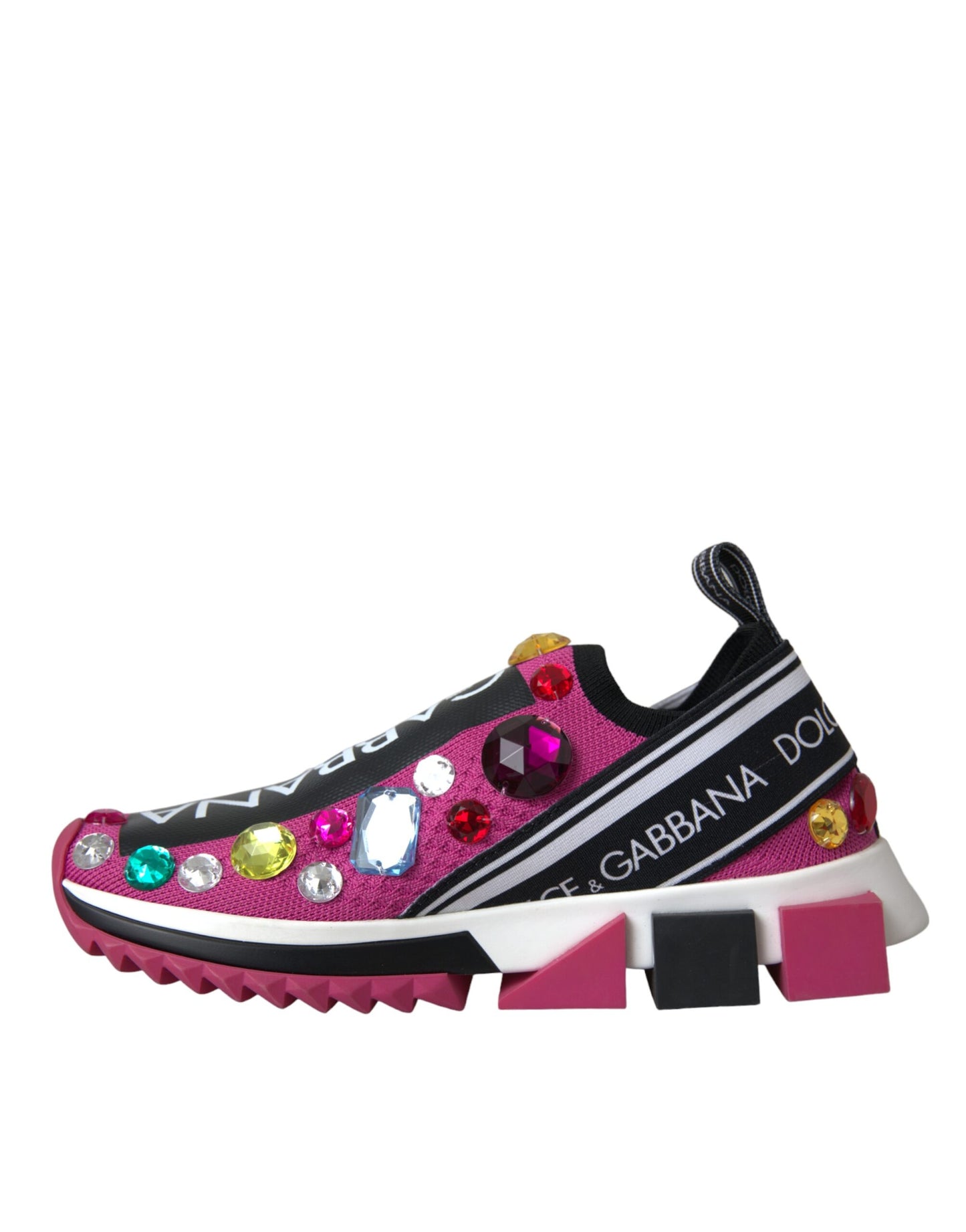 Dolce &amp; Gabbana Pink Sorrento Crystals Sneakers Shoes