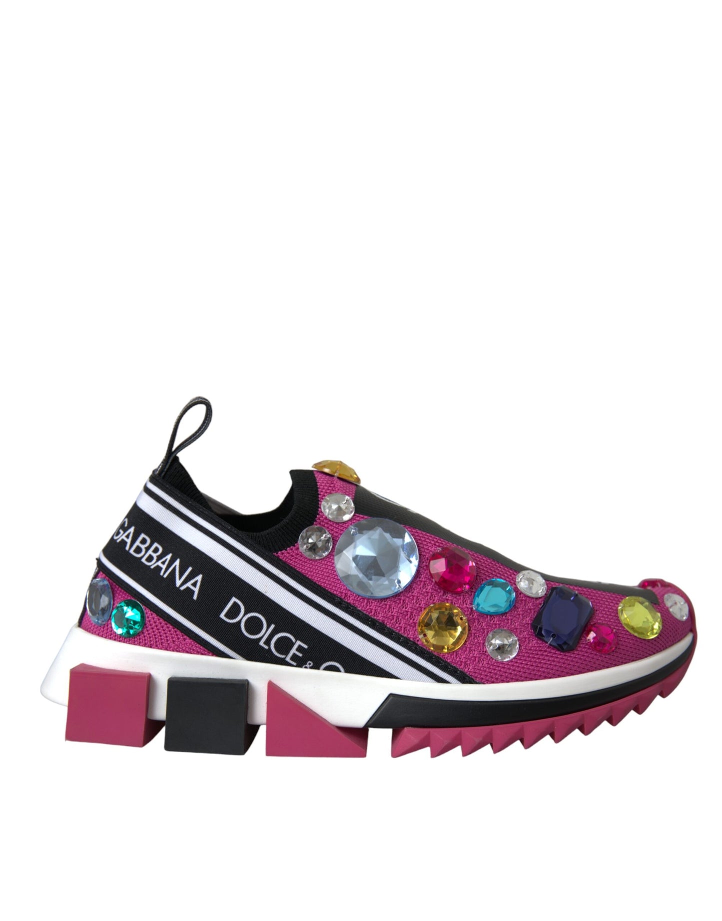 Dolce &amp; Gabbana Pink Sorrento Crystals Sneakers Shoes