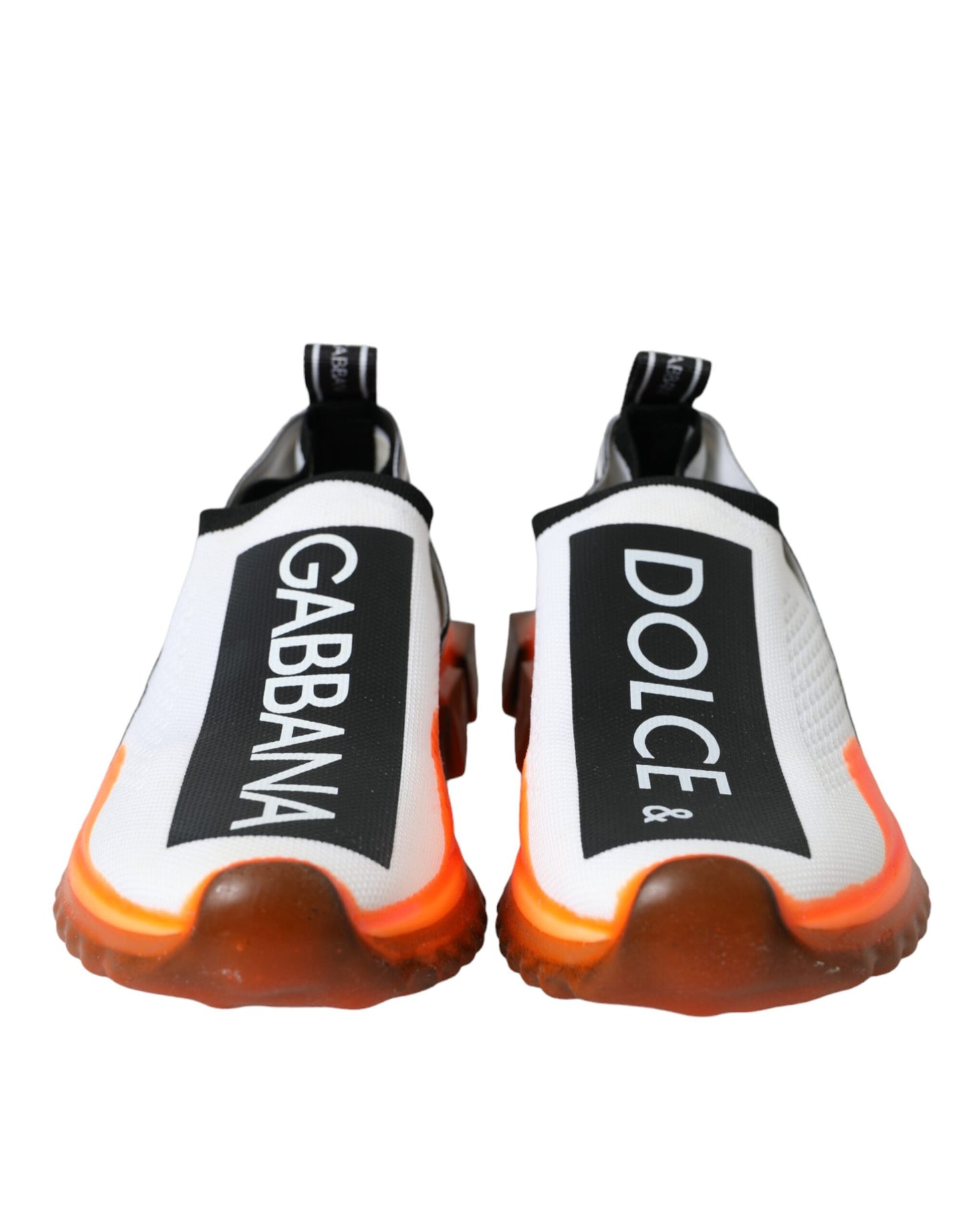 Dolce &amp; Gabbana Black White Orange Slip On Sorrento Sneakers Shoes