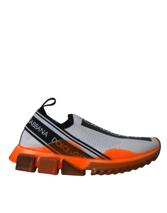 Dolce &amp; Gabbana Black White Orange Slip On Sorrento Sneakers Shoes