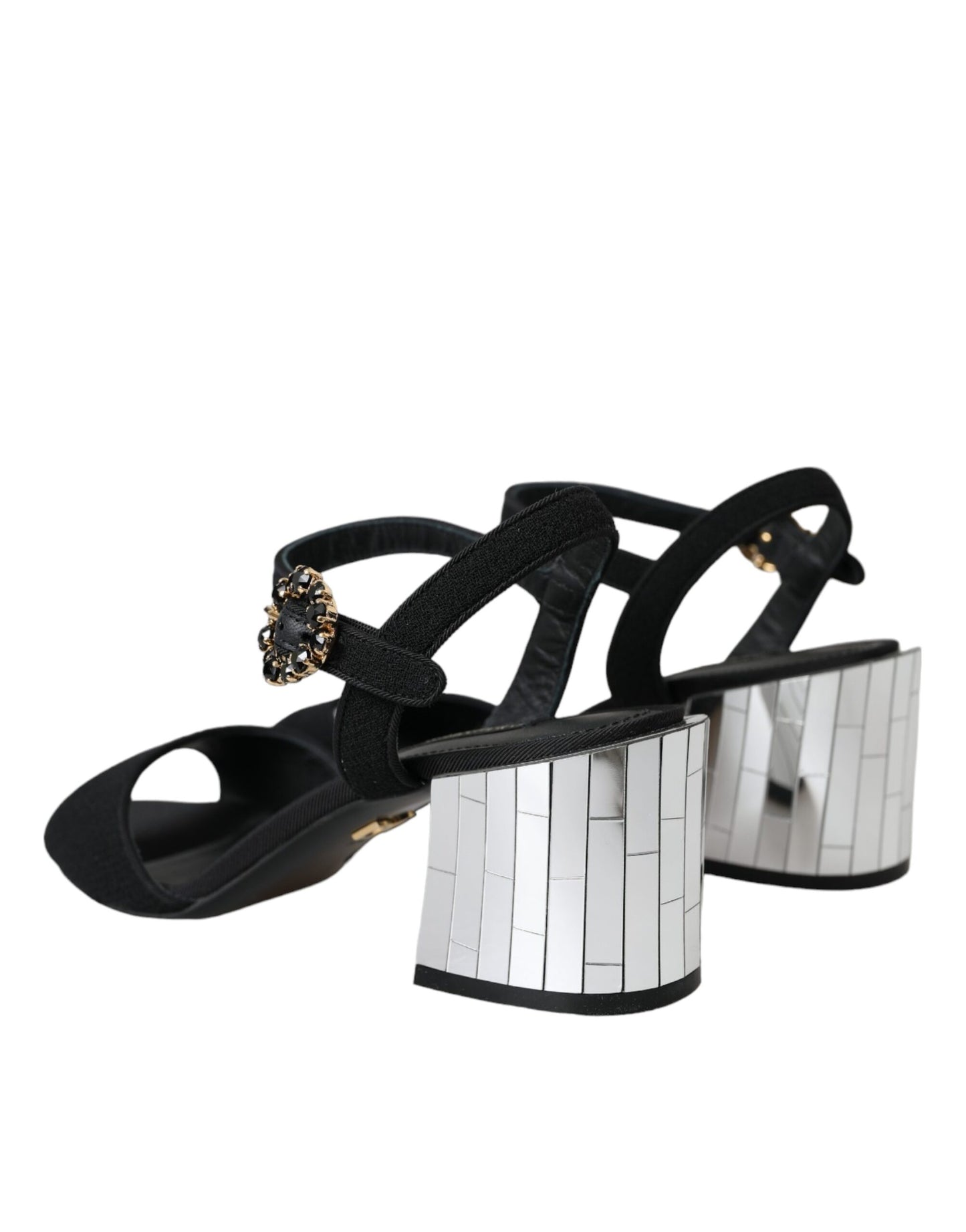 Dolce &amp; Gabbana Black Crystal Ankle Strap Keira Sandal Shoes