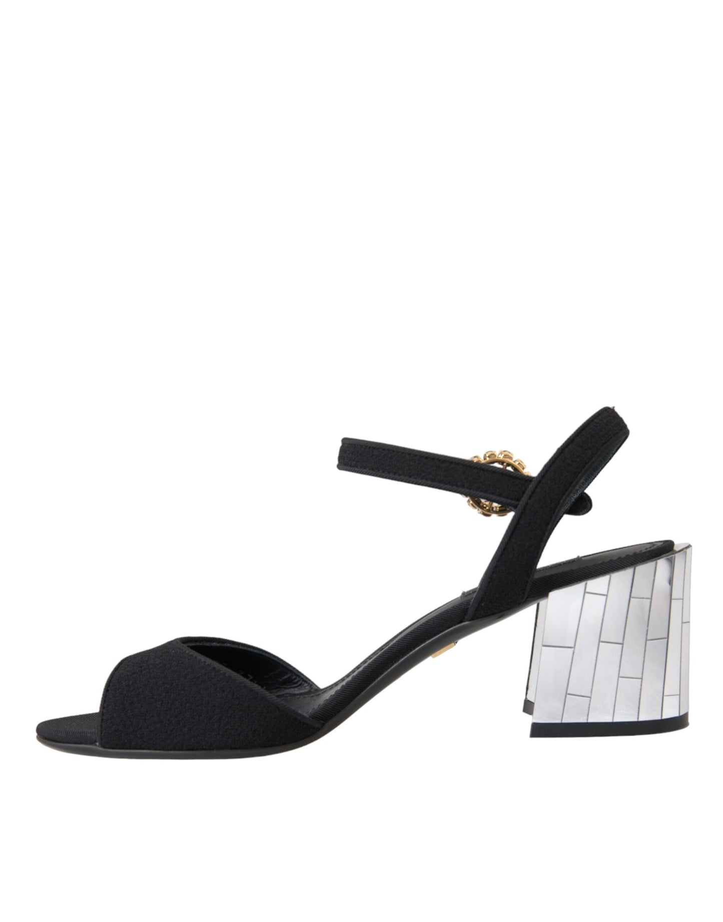 Dolce &amp; Gabbana Black Crystal Ankle Strap Keira Sandal Shoes