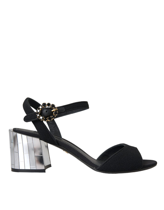 Dolce &amp; Gabbana Black Crystal Ankle Strap Keira -sandaalikengät