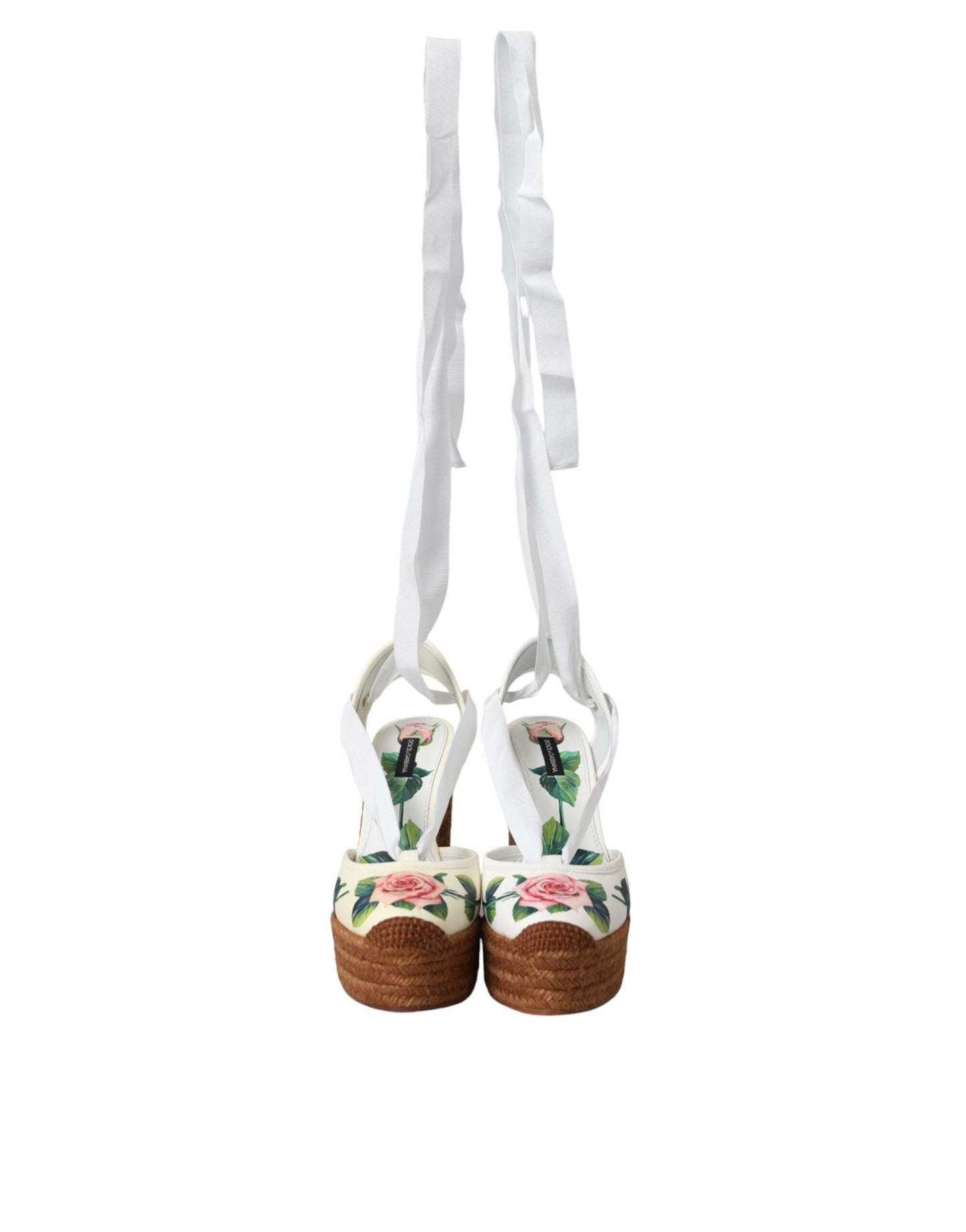 Dolce & Gabbana Weiß Floral Keilabsatz Sandalen Schuhe