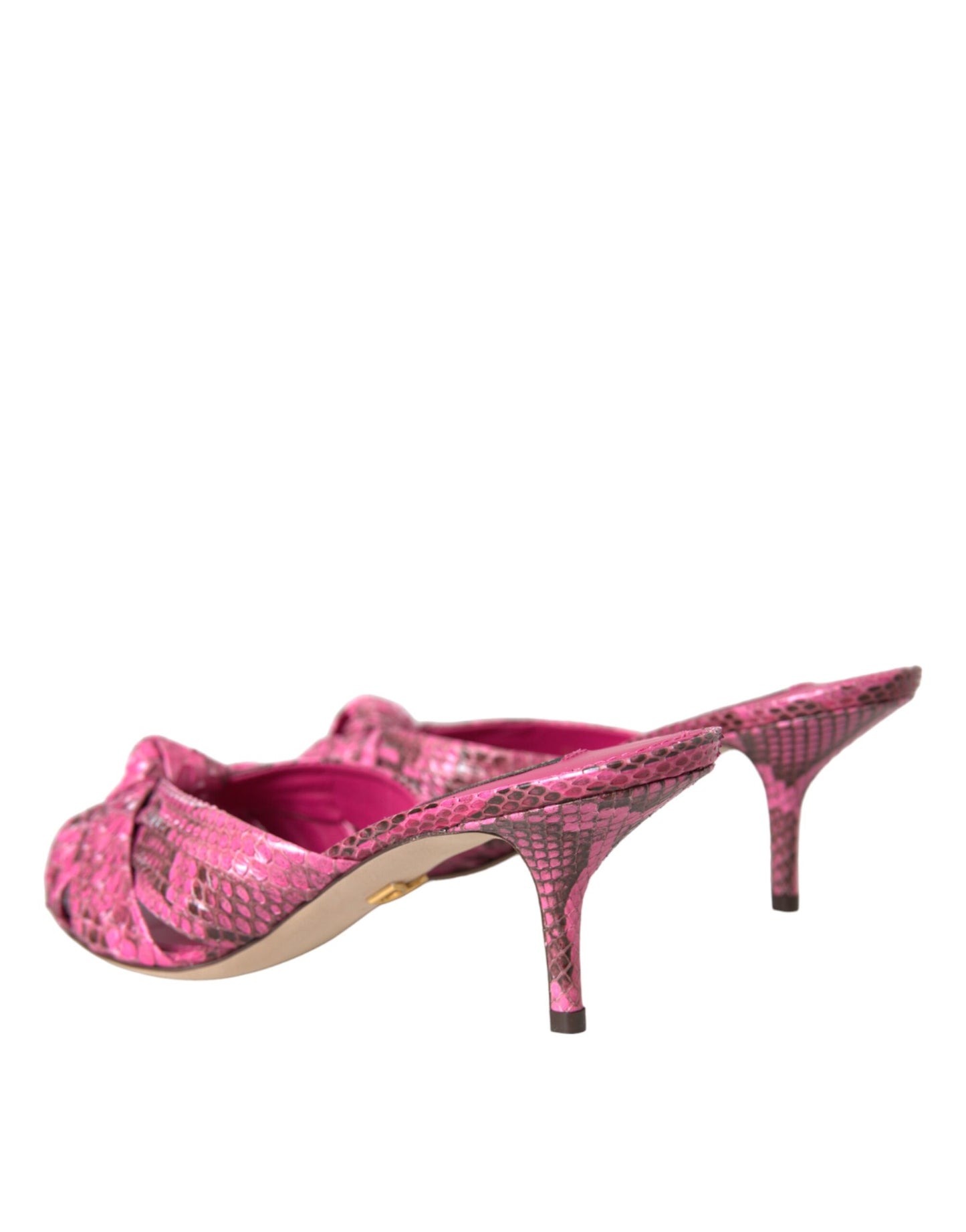 Dolce &amp; Gabbana Pink Exotic Leather Kitten Heels Slides Shoes