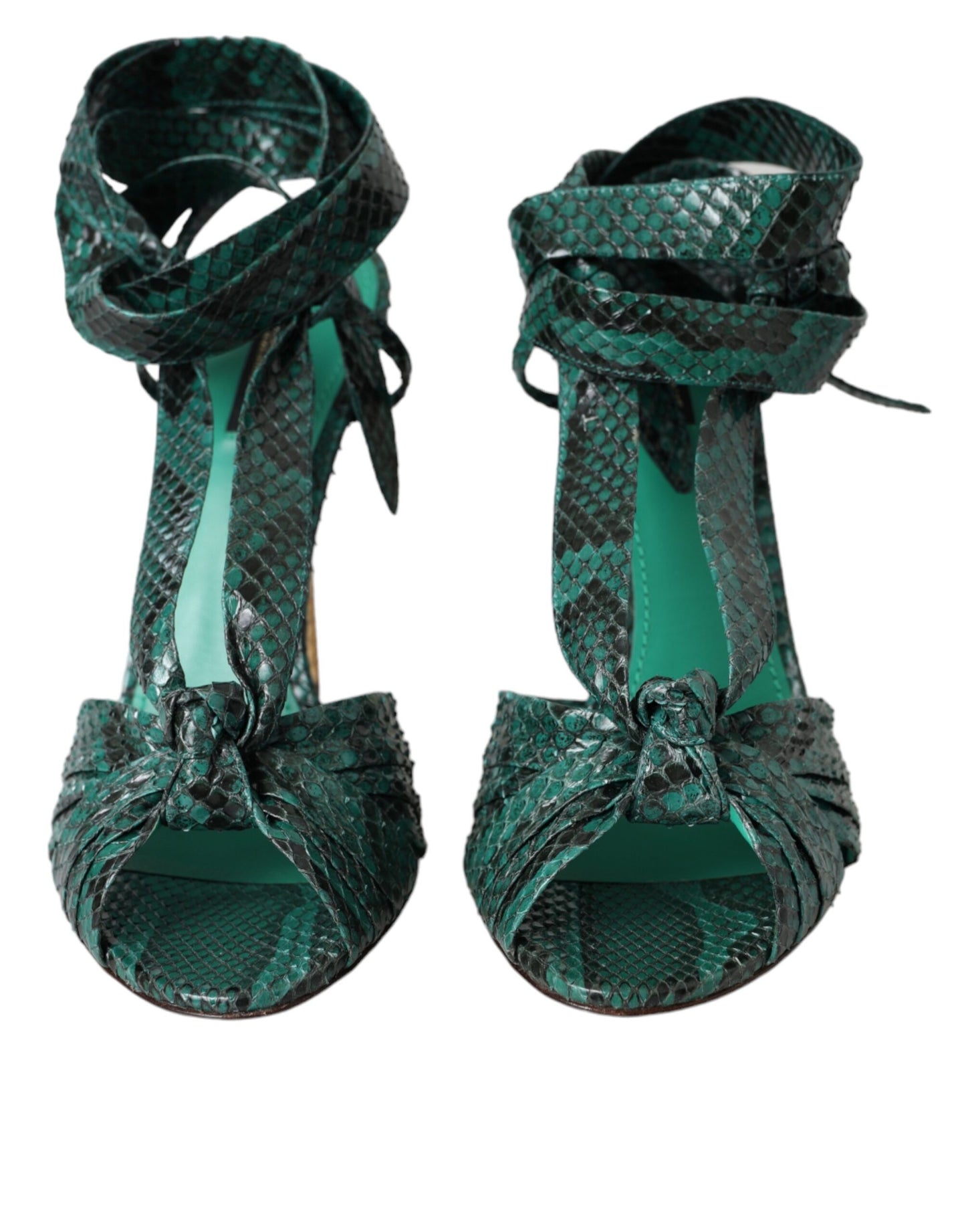 Dolce &amp; Gabbana Green Exotic Leather Heels Sandals Shoes