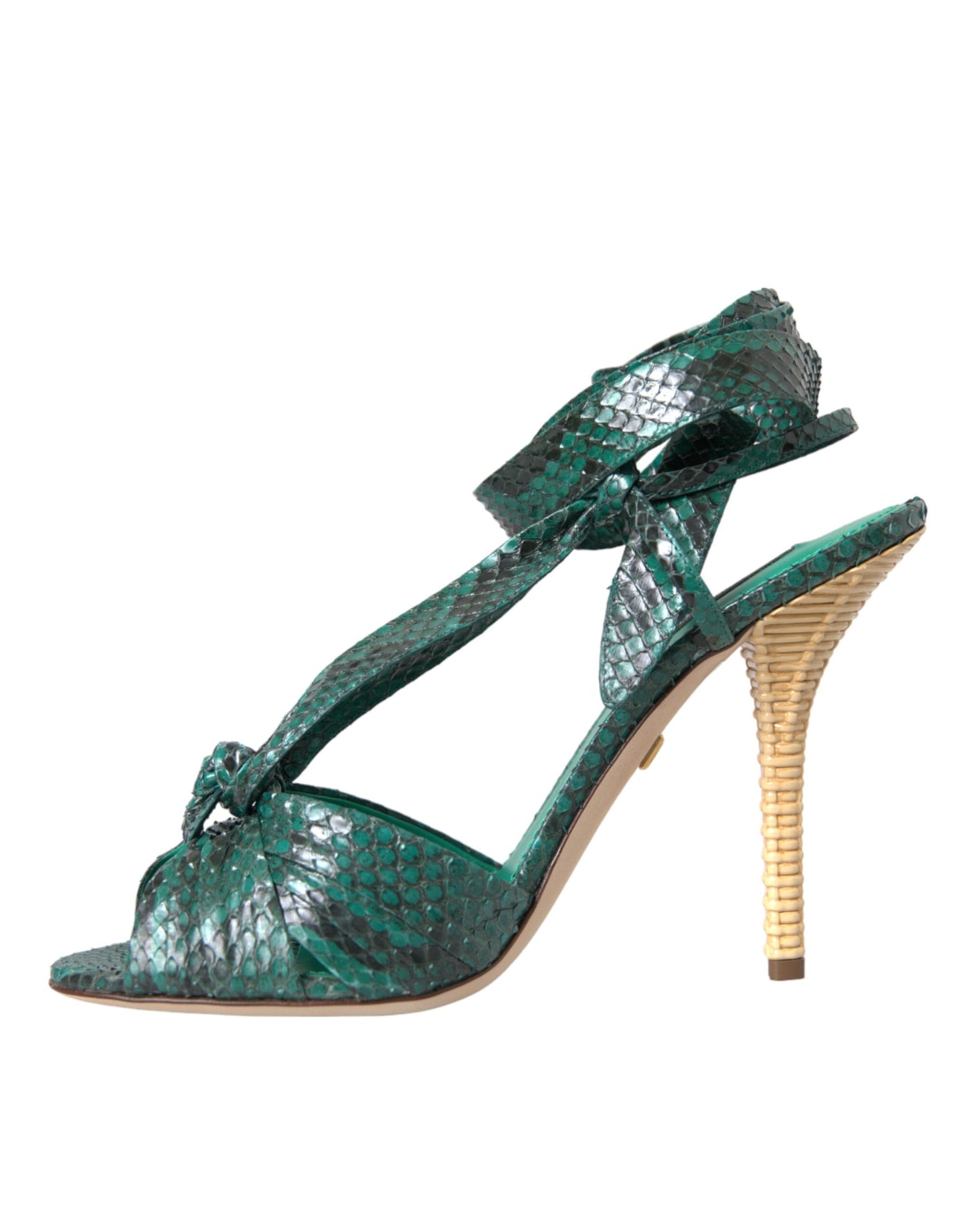 Dolce &amp; Gabbana Green Exotic Leather Heels Sandals Shoes