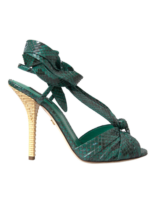 Dolce &amp; Gabbana Green Exotic Leather Heels Sandals Shoes