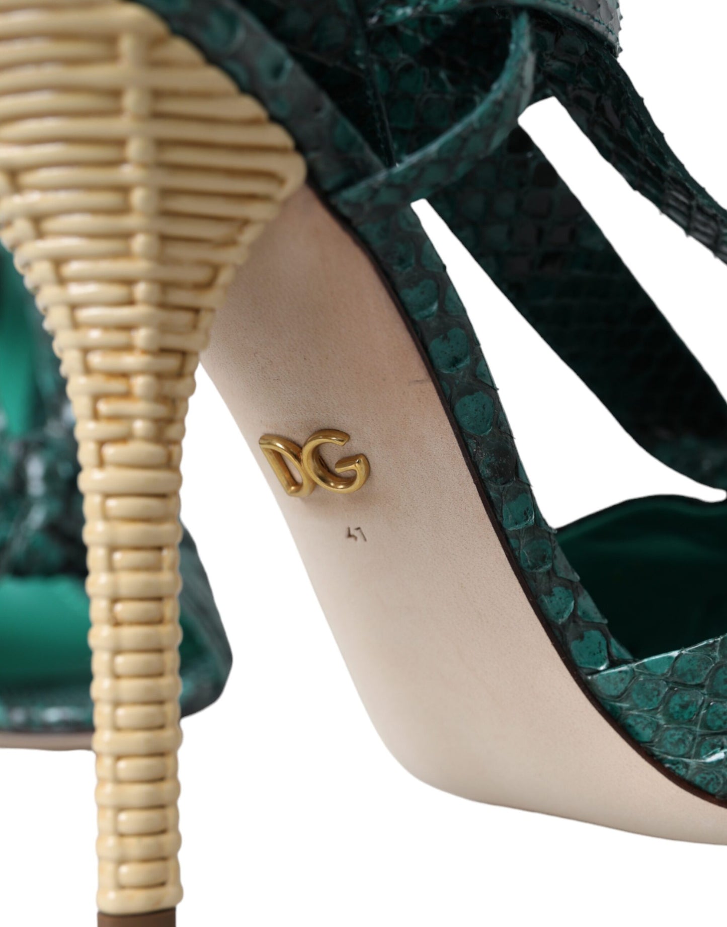 Dolce &amp; Gabbana Green Exotic Leather Heels Sandals Shoes