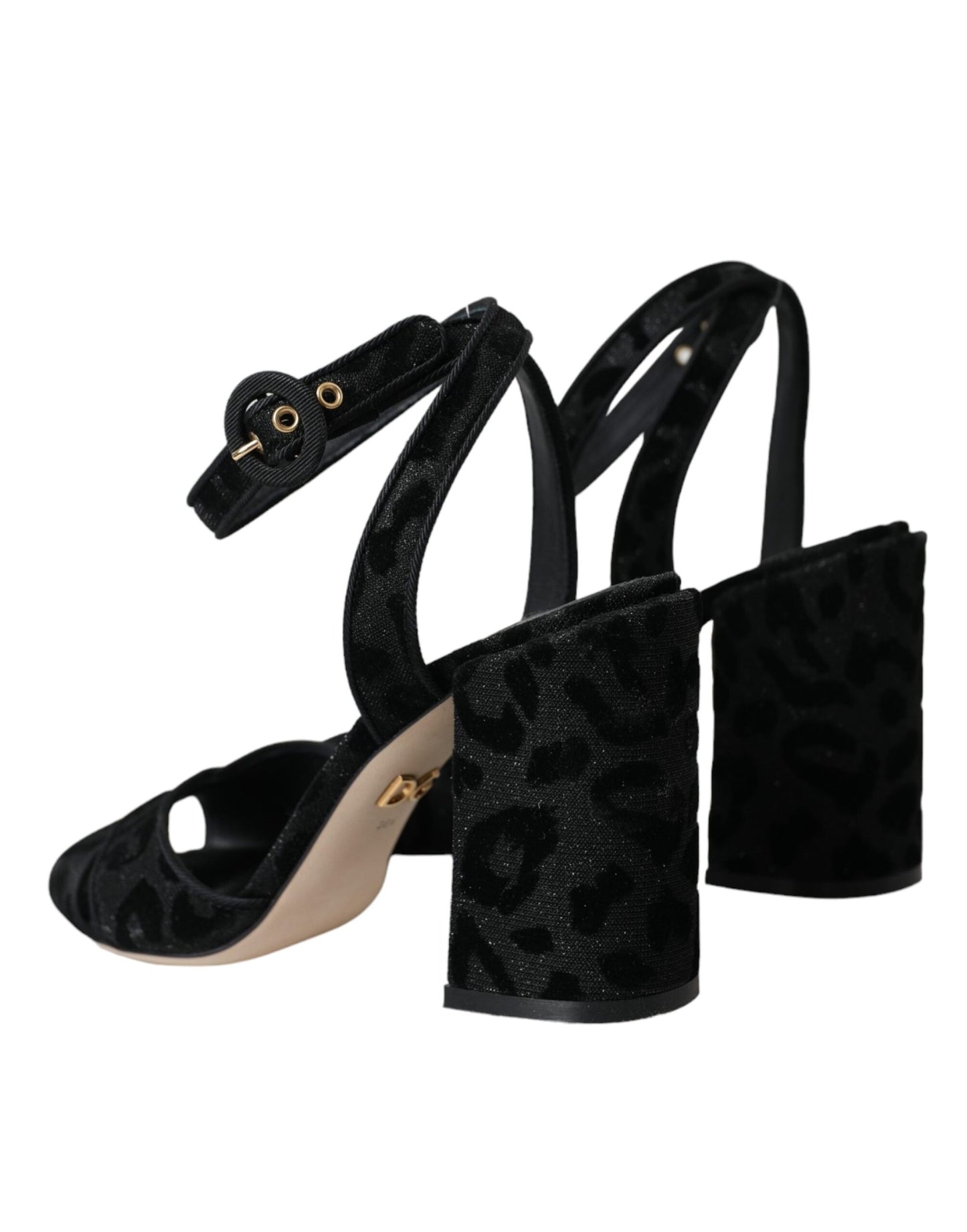 Dolce &amp; Gabbana Black Leopard Suede Heels Sandaalit Kengät