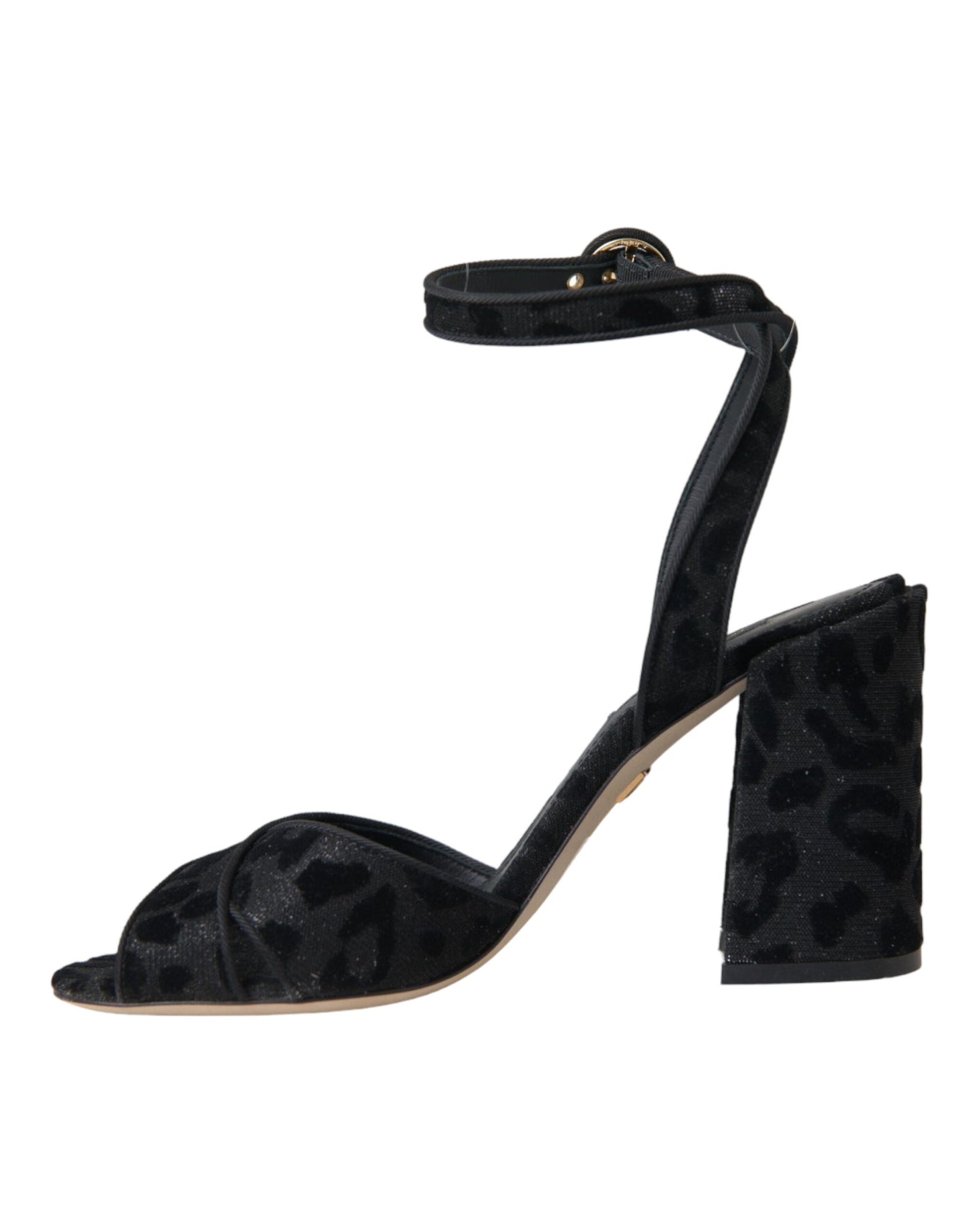 Dolce &amp; Gabbana Black Leopard Suede Heels Sandaalit Kengät