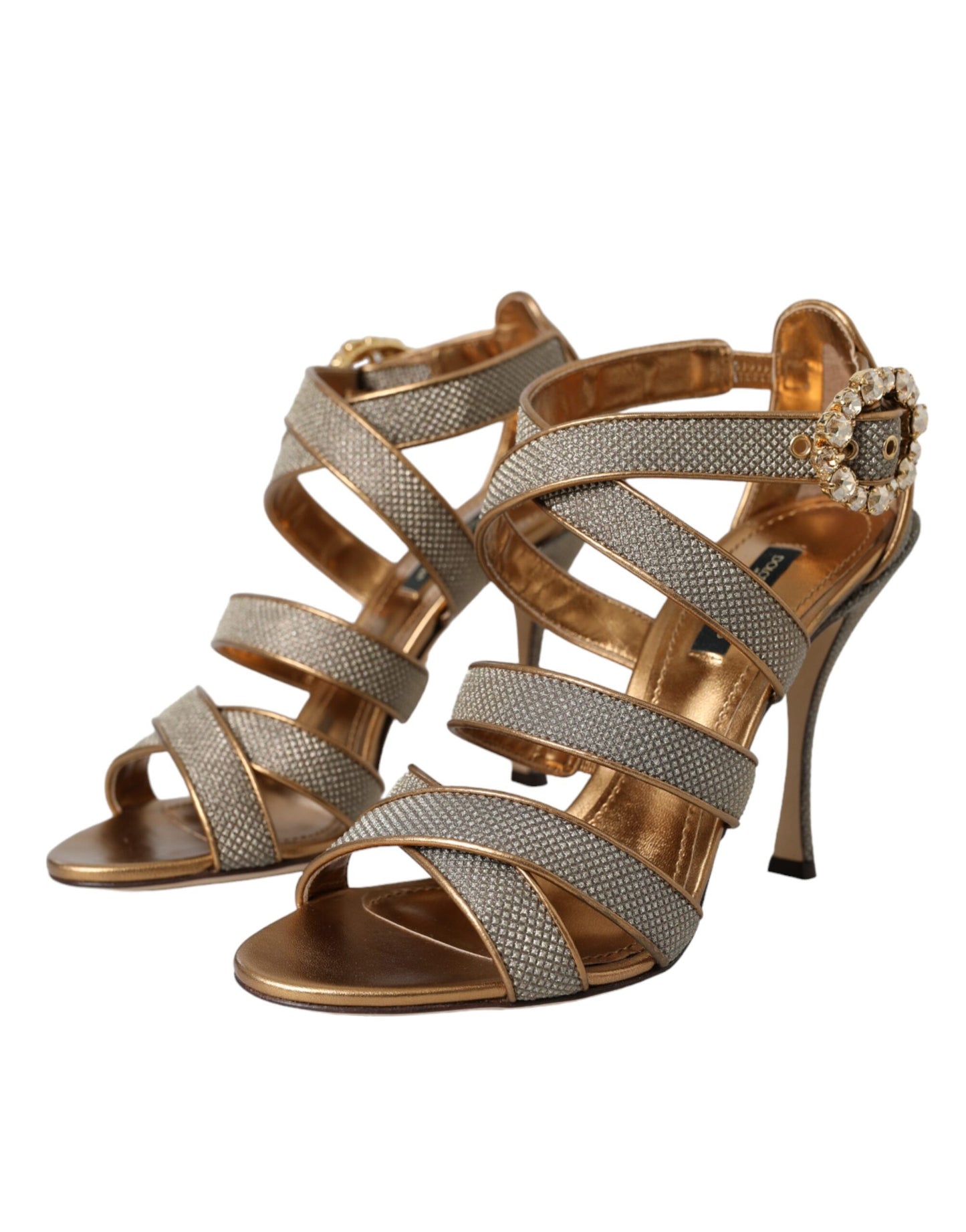 Dolce &amp; Gabbana Bronze Crystal Strap Heels Sandaalit Kengät