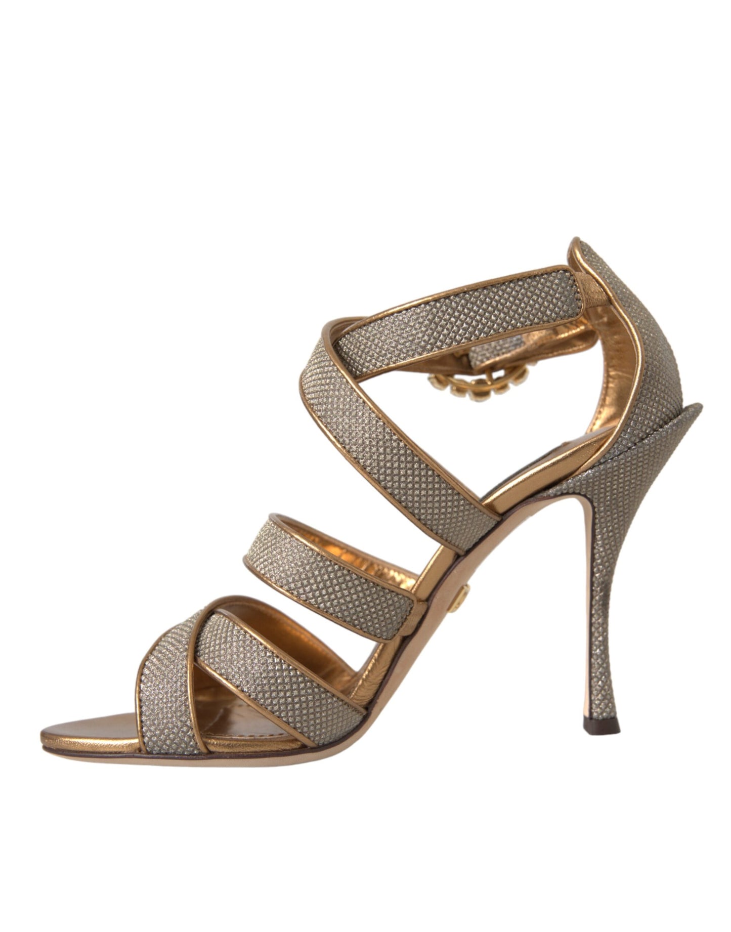 Dolce &amp; Gabbana Bronze Crystal Strap Heels Sandaalit Kengät