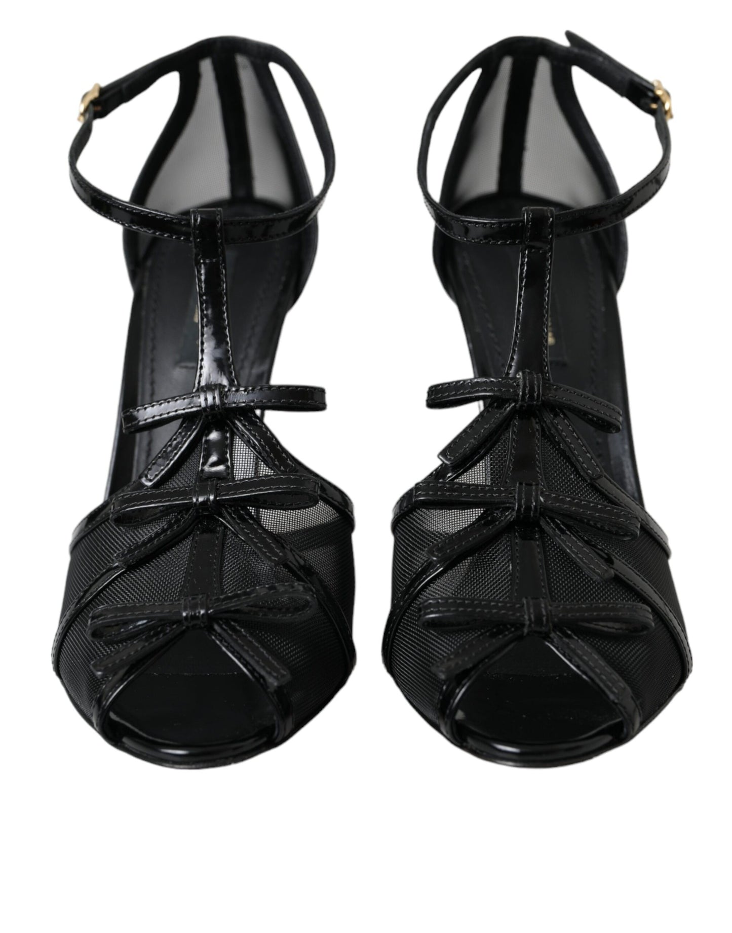 Dolce &amp; Gabbana Black Mesh T-strap Heels Sandaalit Kengät