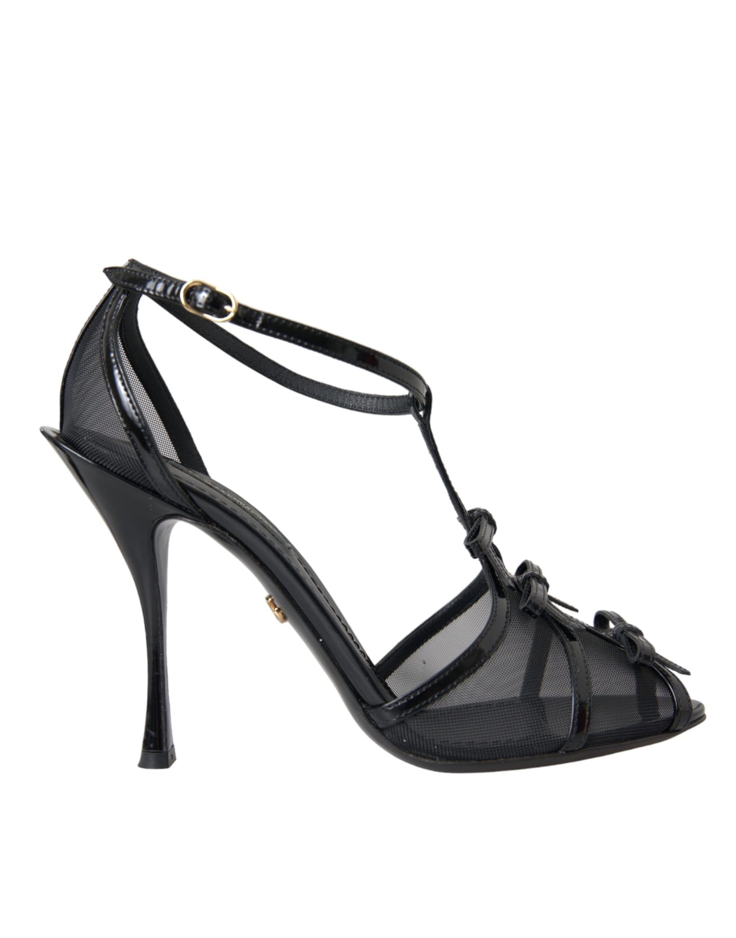 Dolce &amp; Gabbana Black Mesh T-strap Heels Sandaalit Kengät