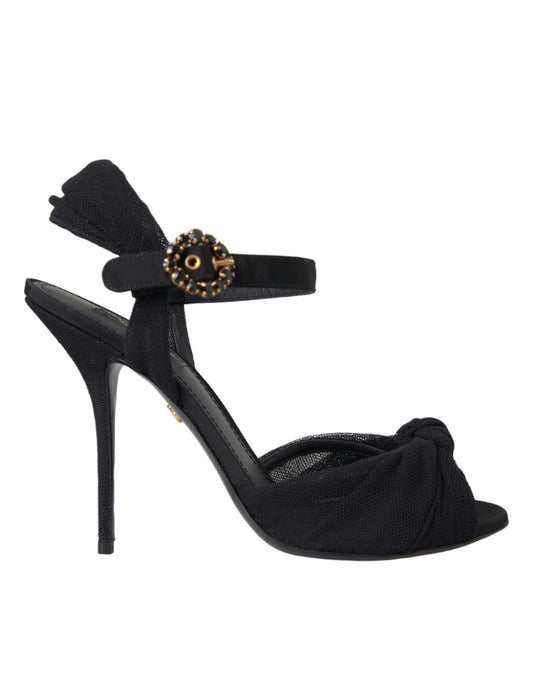 Dolce &amp; Gabbana Black Suede Crystals Keira Sandals -kengät