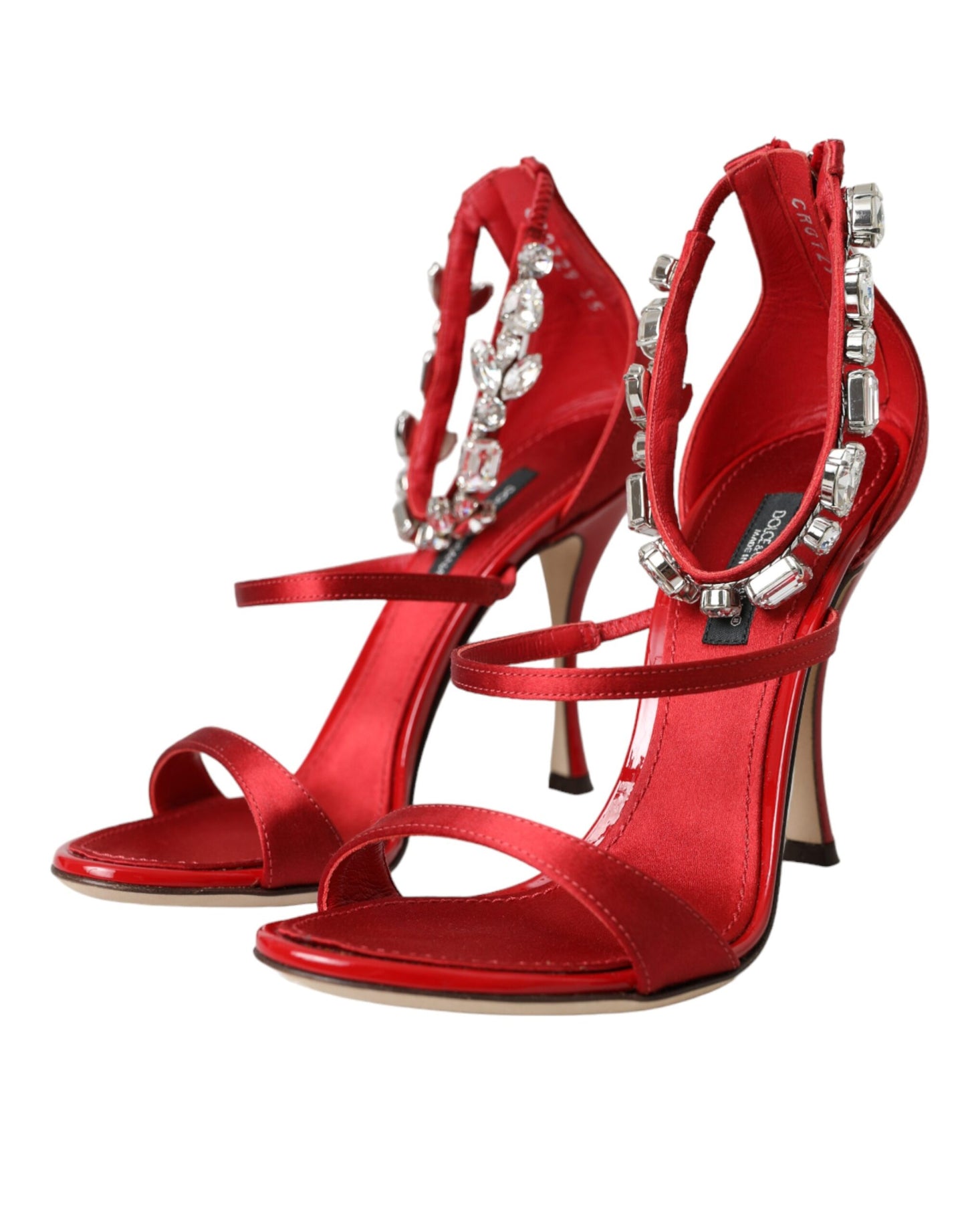 Dolce &amp; Gabbana Red Keira Satin Crystals Sandaalit Heels Kengät