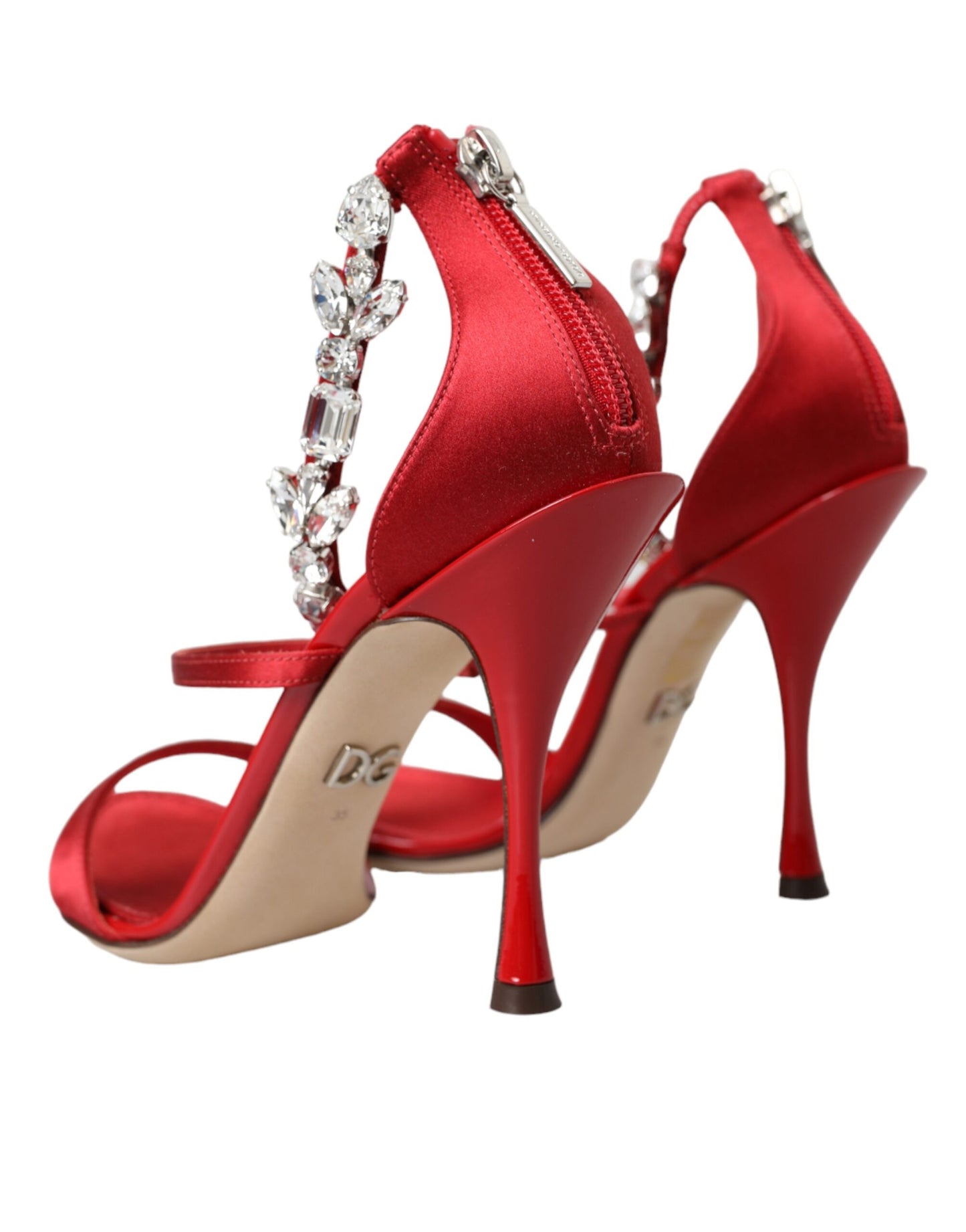 Dolce &amp; Gabbana Red Keira Satin Crystals Sandaalit Heels Kengät