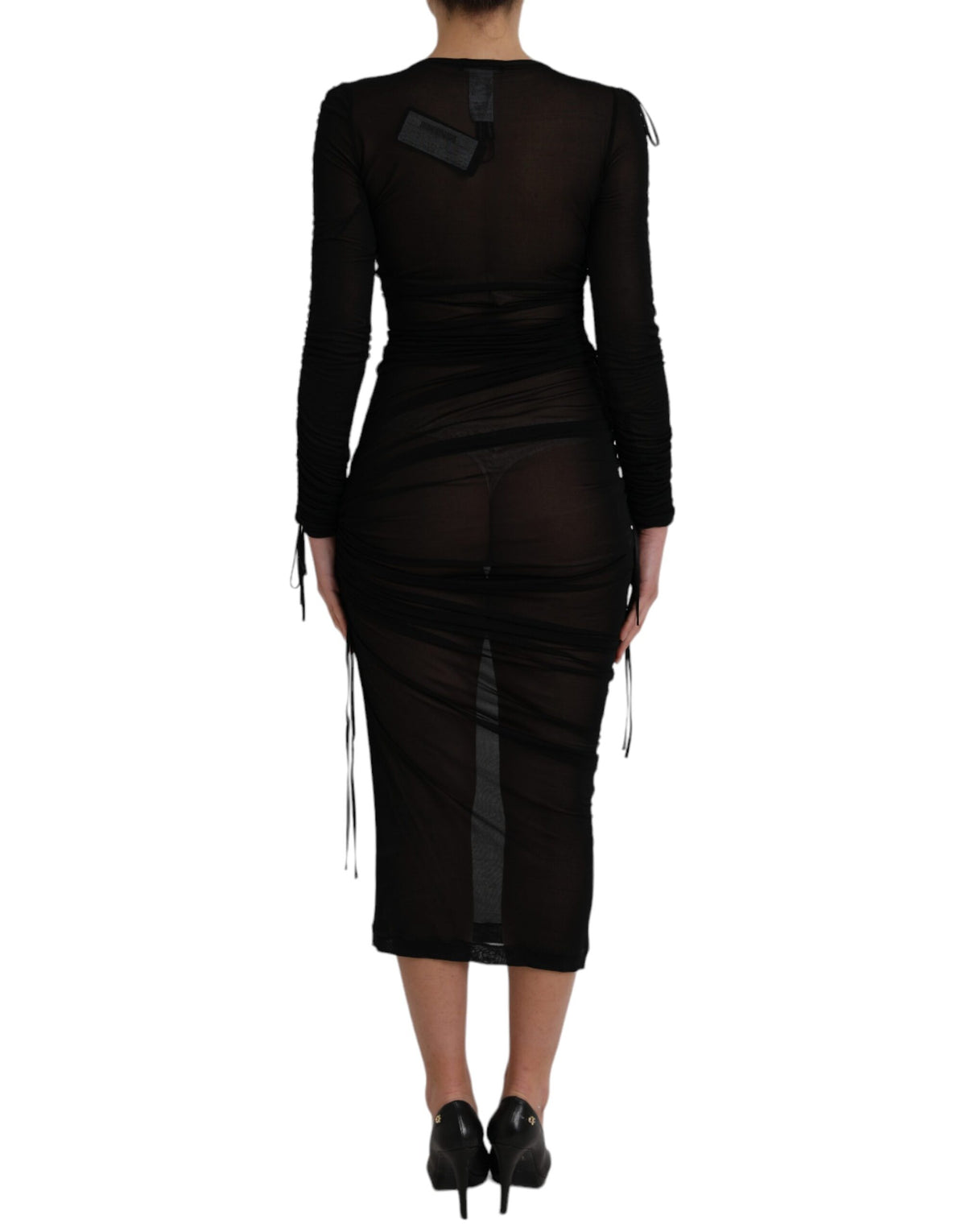 Dolce &amp; Gabbana Black Sheer Bodycon Midi Dress