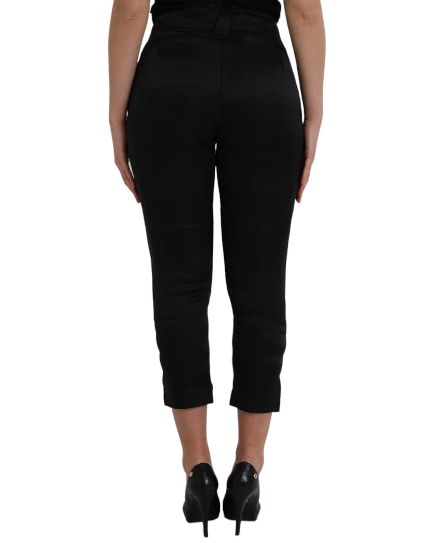 Ermanno Scervino Black High Waisted Cropped Capri Pants