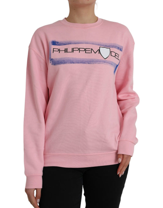 Philippe Model Pink Cotton Logo Print Long Sleeve Sweater