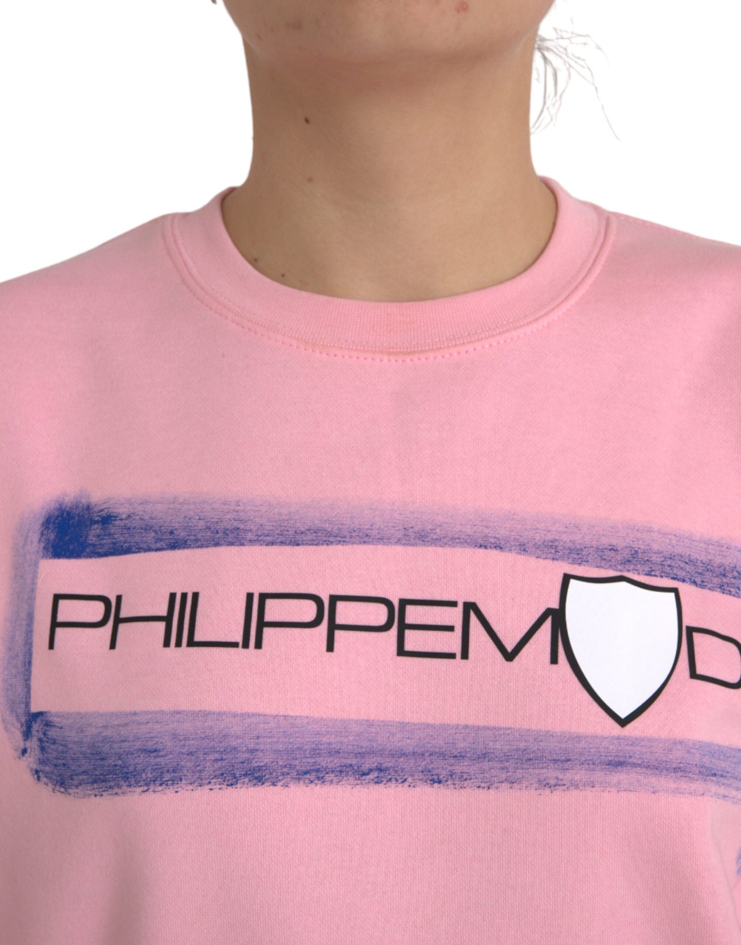 Philippe Malli Pink Cotton Logo Print pitkähihainen villapaita