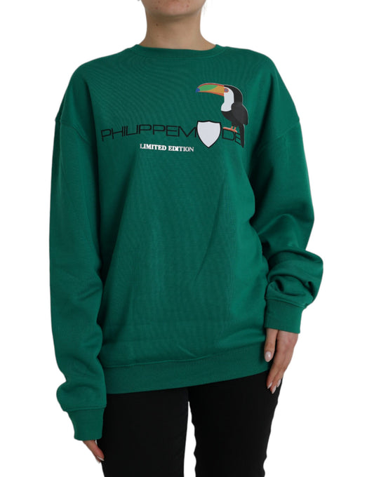 Philippe Model Grüner Baumwoll-Logo-Pullover mit langen Ärmeln