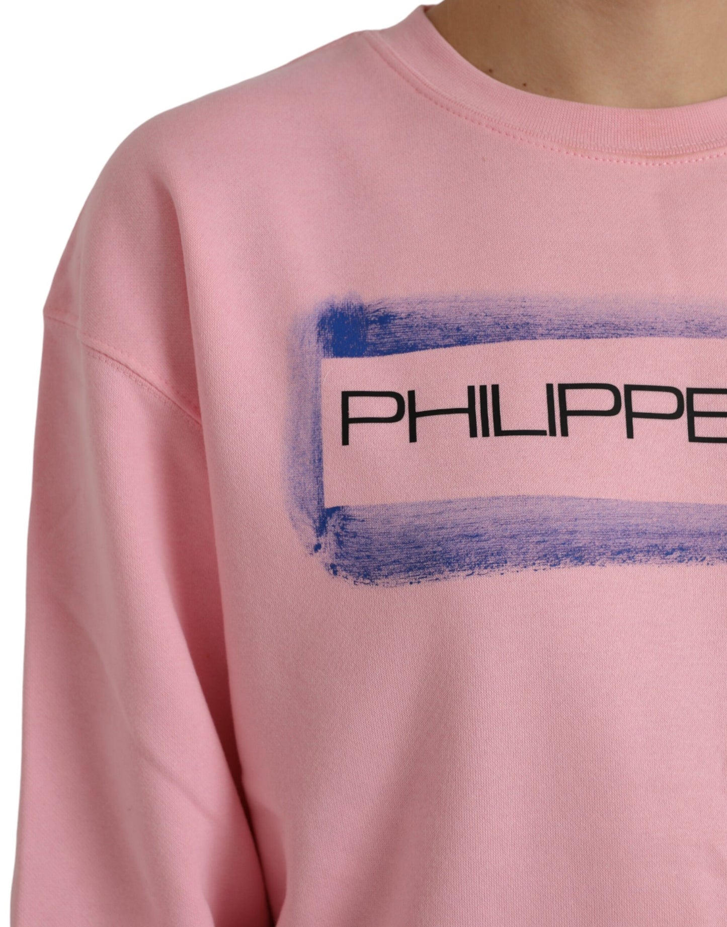 Philippe Malli Pink Cotton Logo Print pitkähihainen villapaita