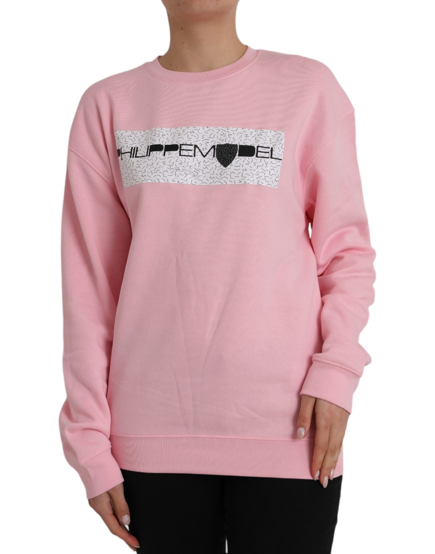 Philippe Malli Pink Cotton Logo Print pitkähihainen villapaita