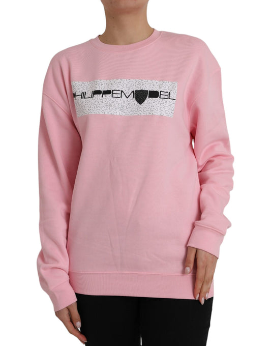 Philippe Model Rosa Baumwoll-Logo-Druck Pullover mit langen Ärmeln