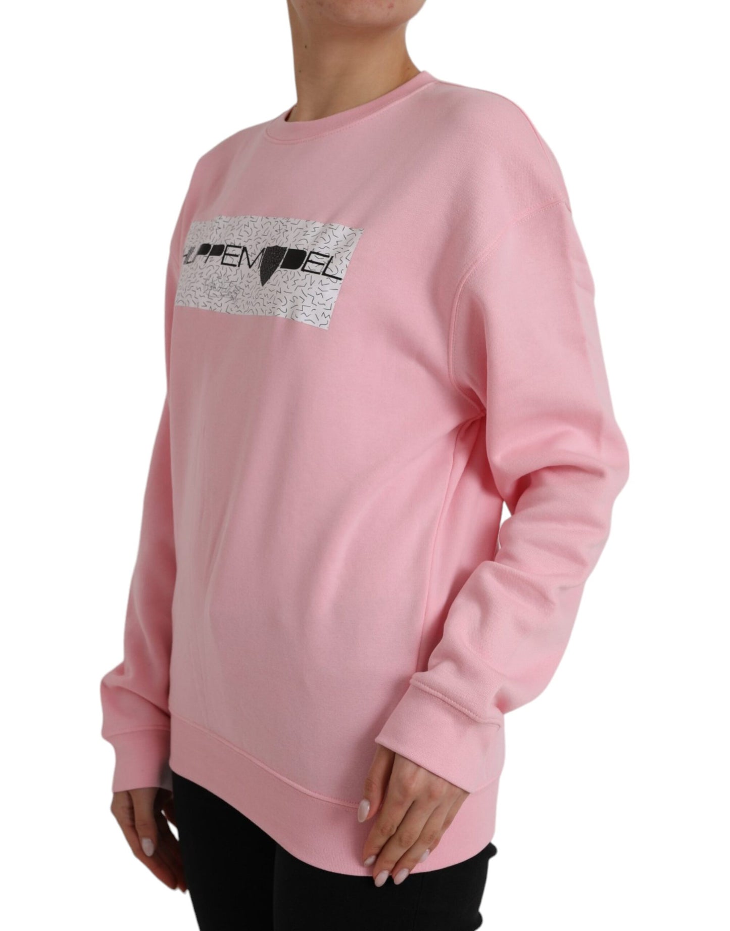 Philippe Malli Pink Cotton Logo Print pitkähihainen villapaita